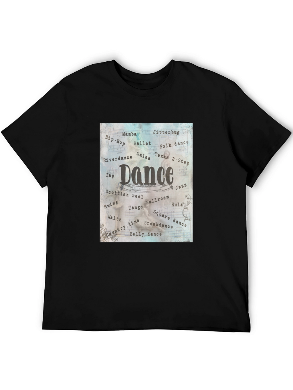 Dance Style Word Art Black T-Shirt