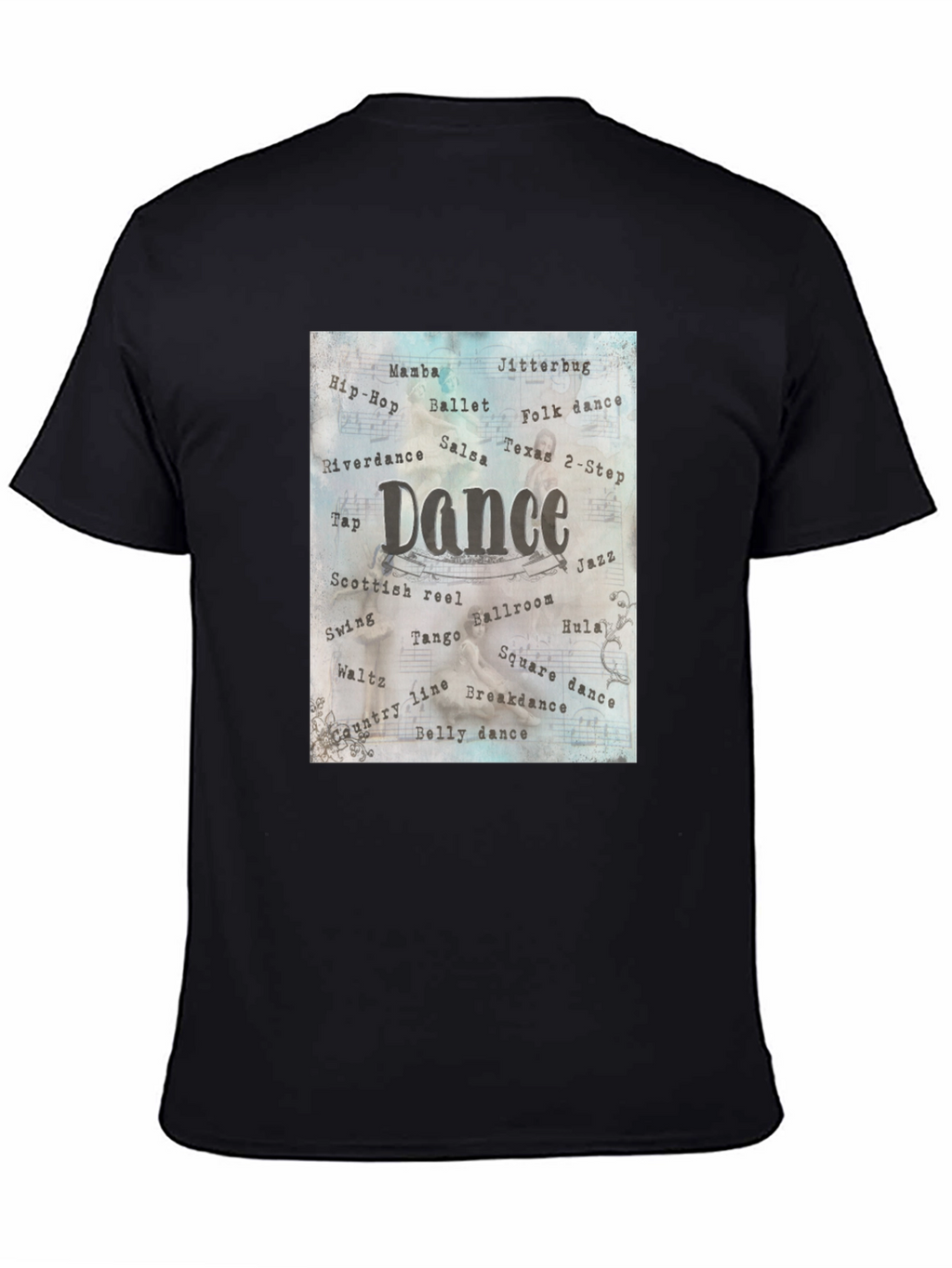 Dance Style Word Art Black T-Shirt