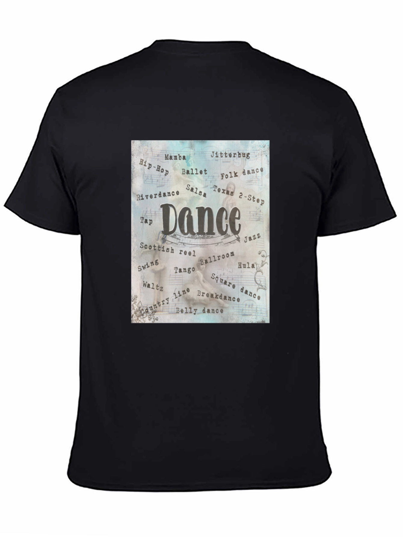 Dance Style Word Art Black T-Shirt