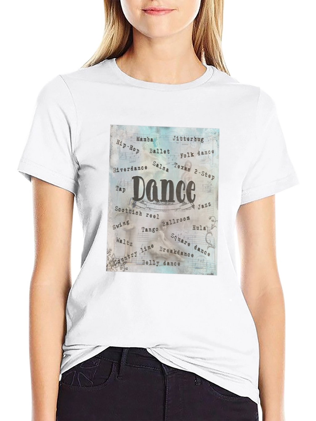 Dance Style Word Art Black T-Shirt