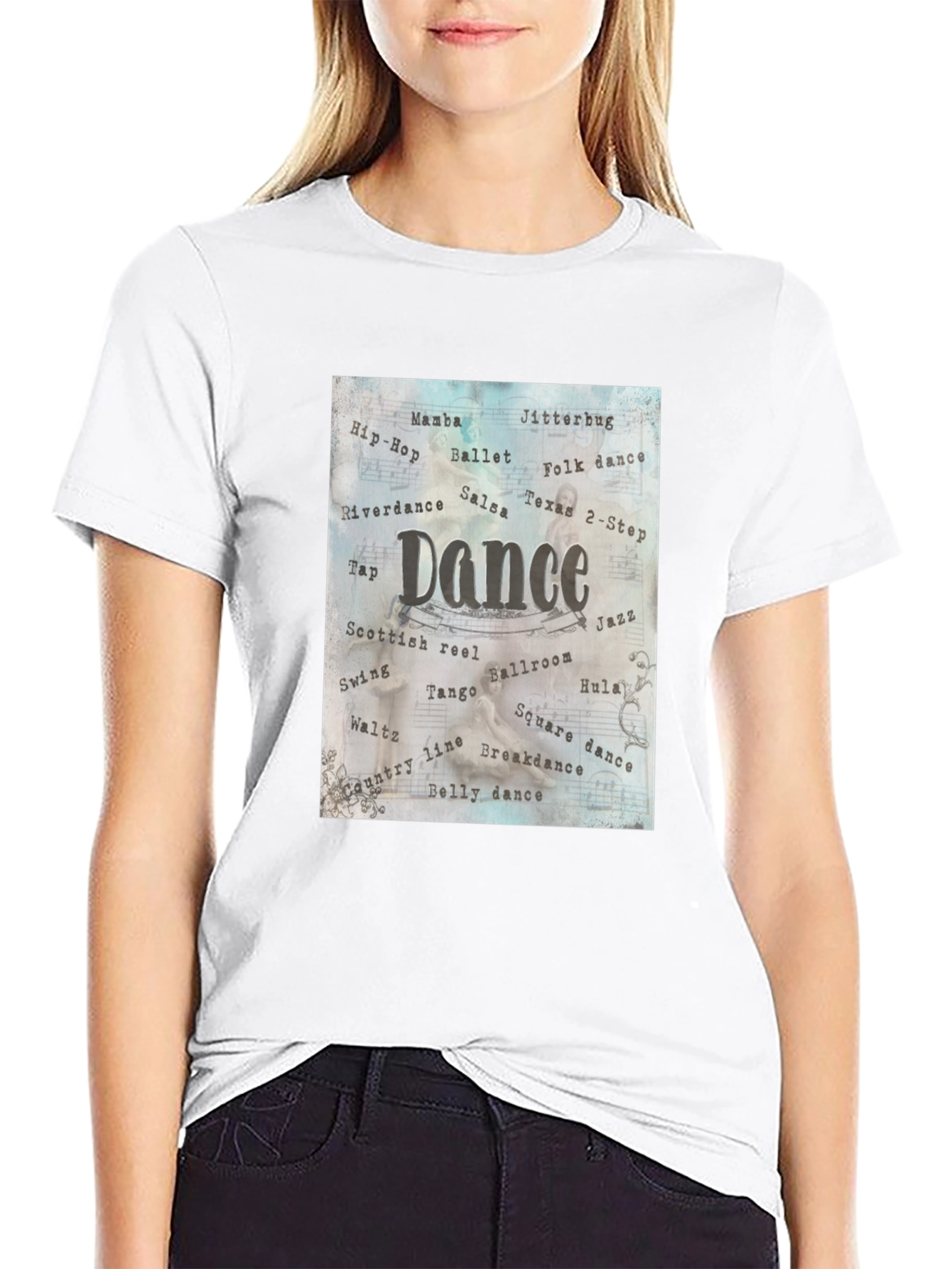 Dance Style Word Art Black T-Shirt