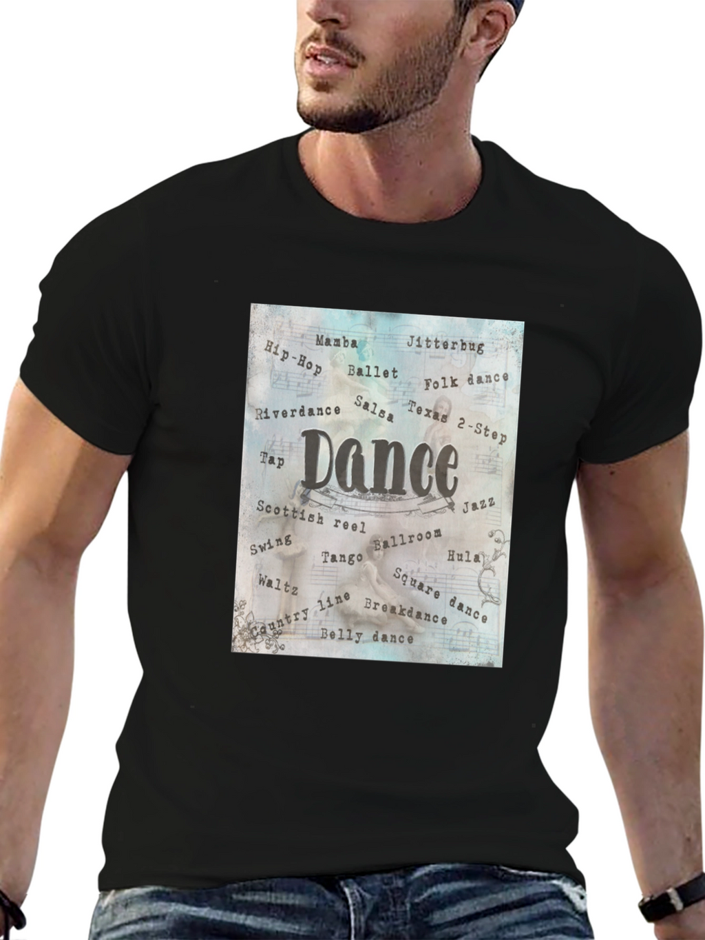Dance Style Word Art Black T-Shirt