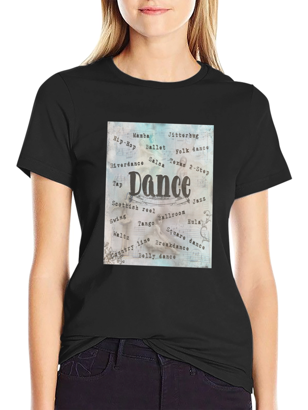 Dance Style Word Art Black T-Shirt