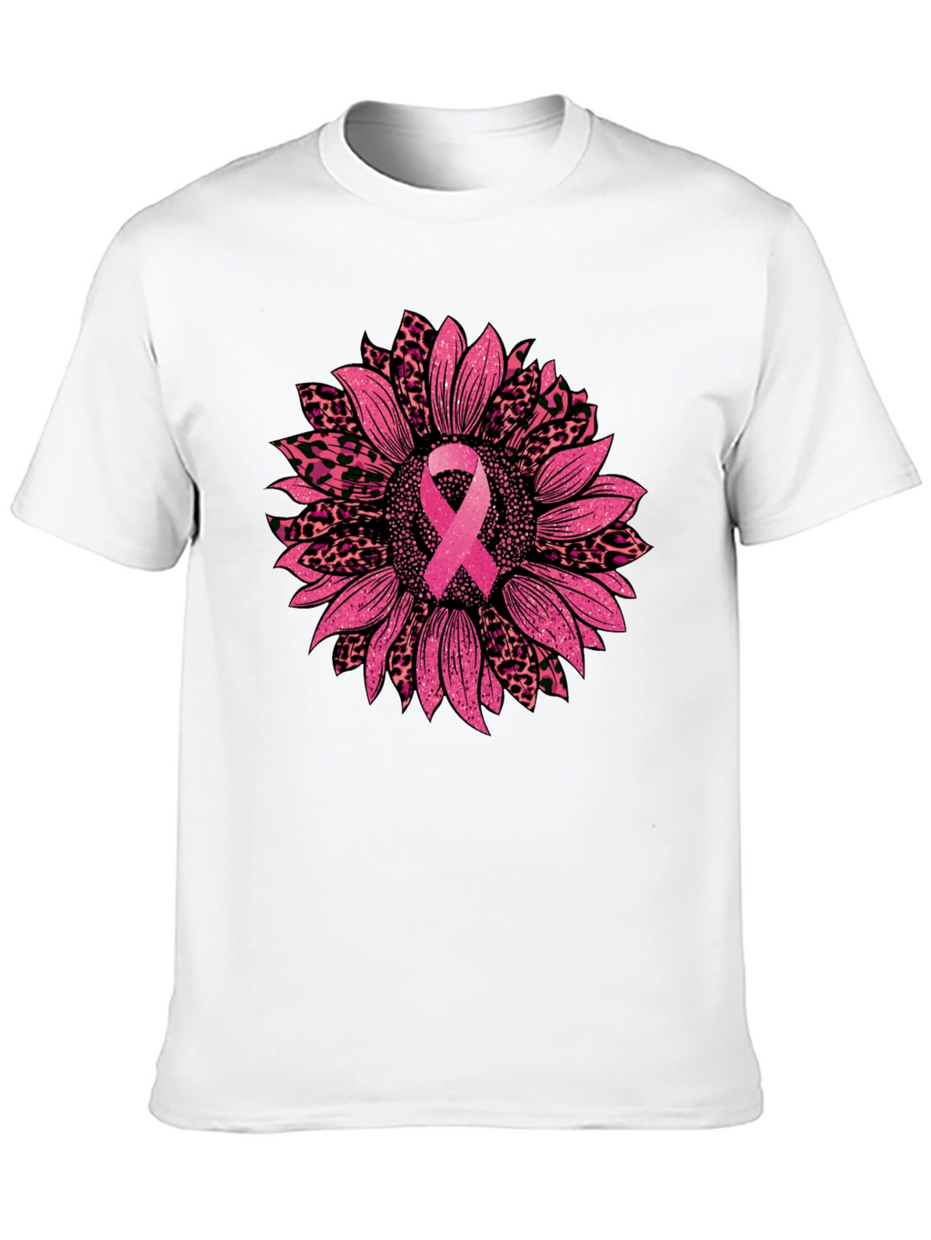 Pink Ribbon Sunflower Breast Cancer Awareness T-Shirt
