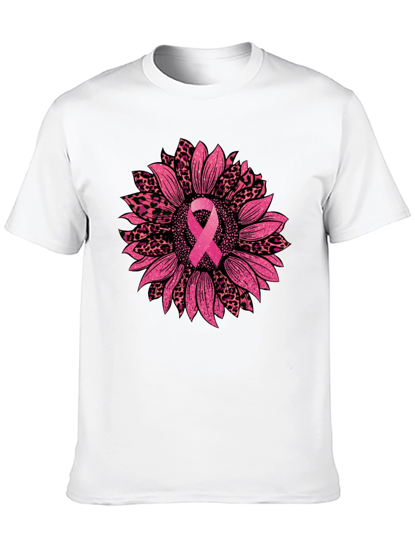 Pink Ribbon Sunflower Breast Cancer Awareness T-Shirt