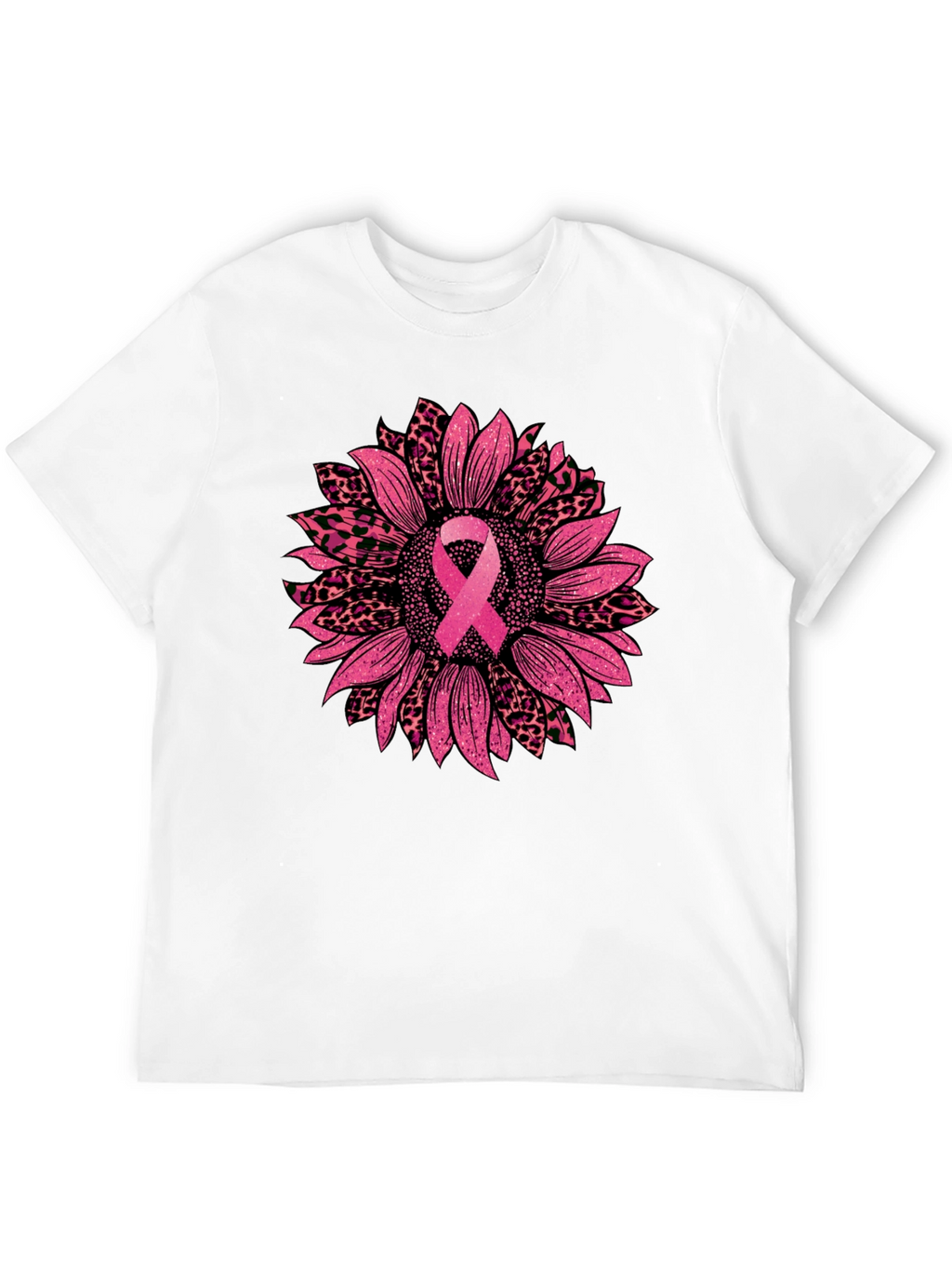 Pink Ribbon Sunflower Breast Cancer Awareness T-Shirt