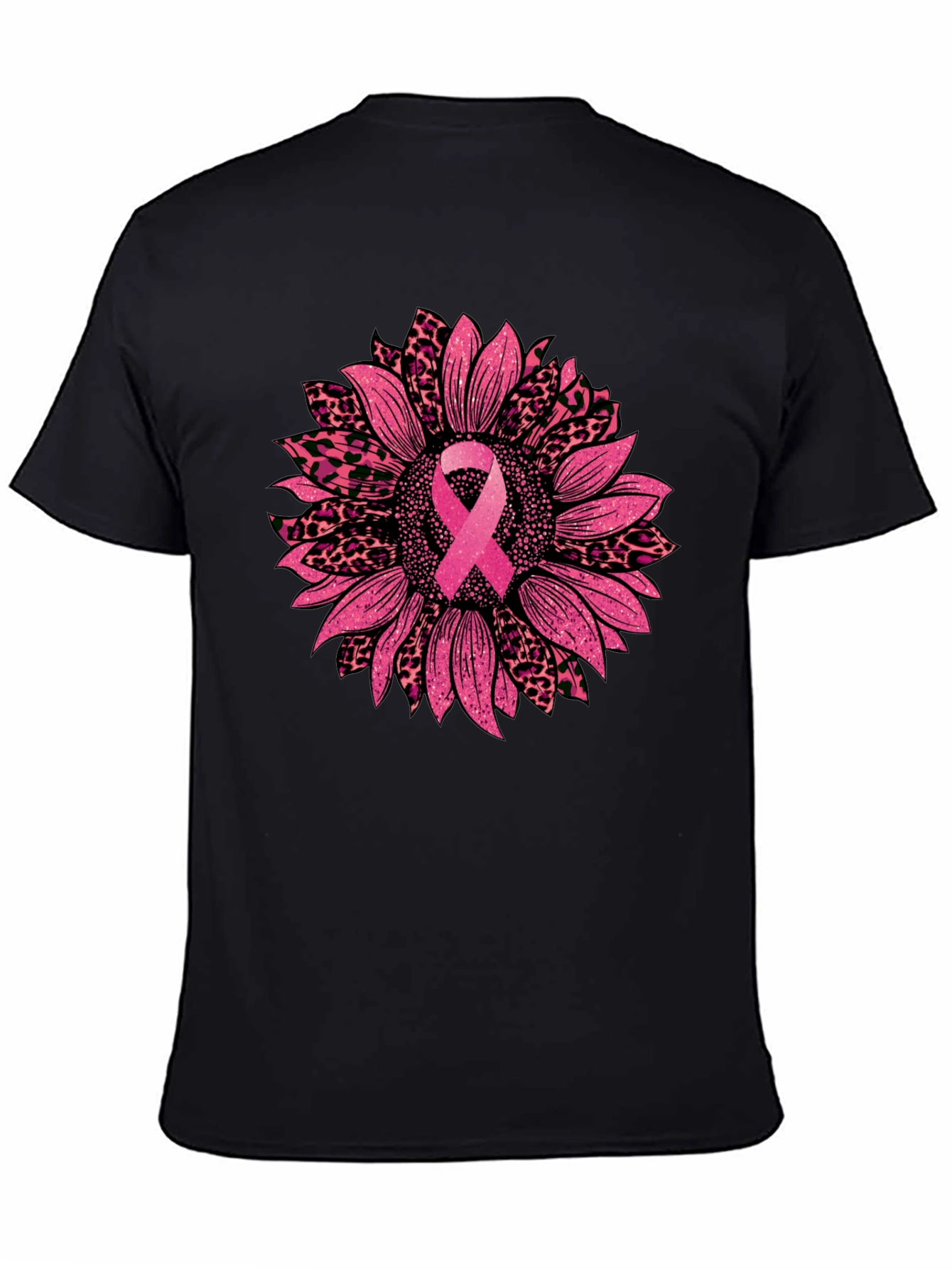 Pink Ribbon Sunflower Breast Cancer Awareness T-Shirt