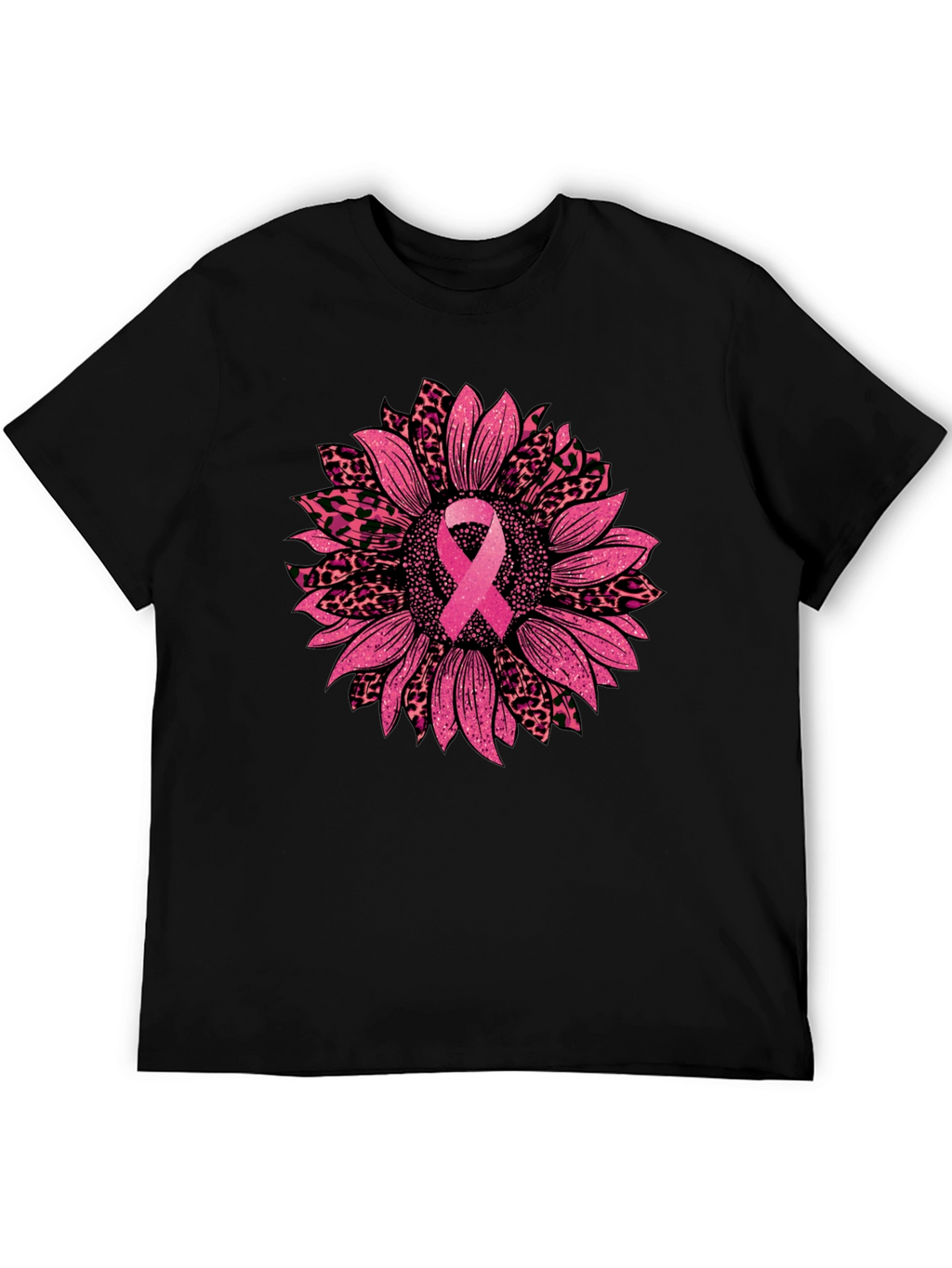 Pink Ribbon Sunflower Breast Cancer Awareness T-Shirt