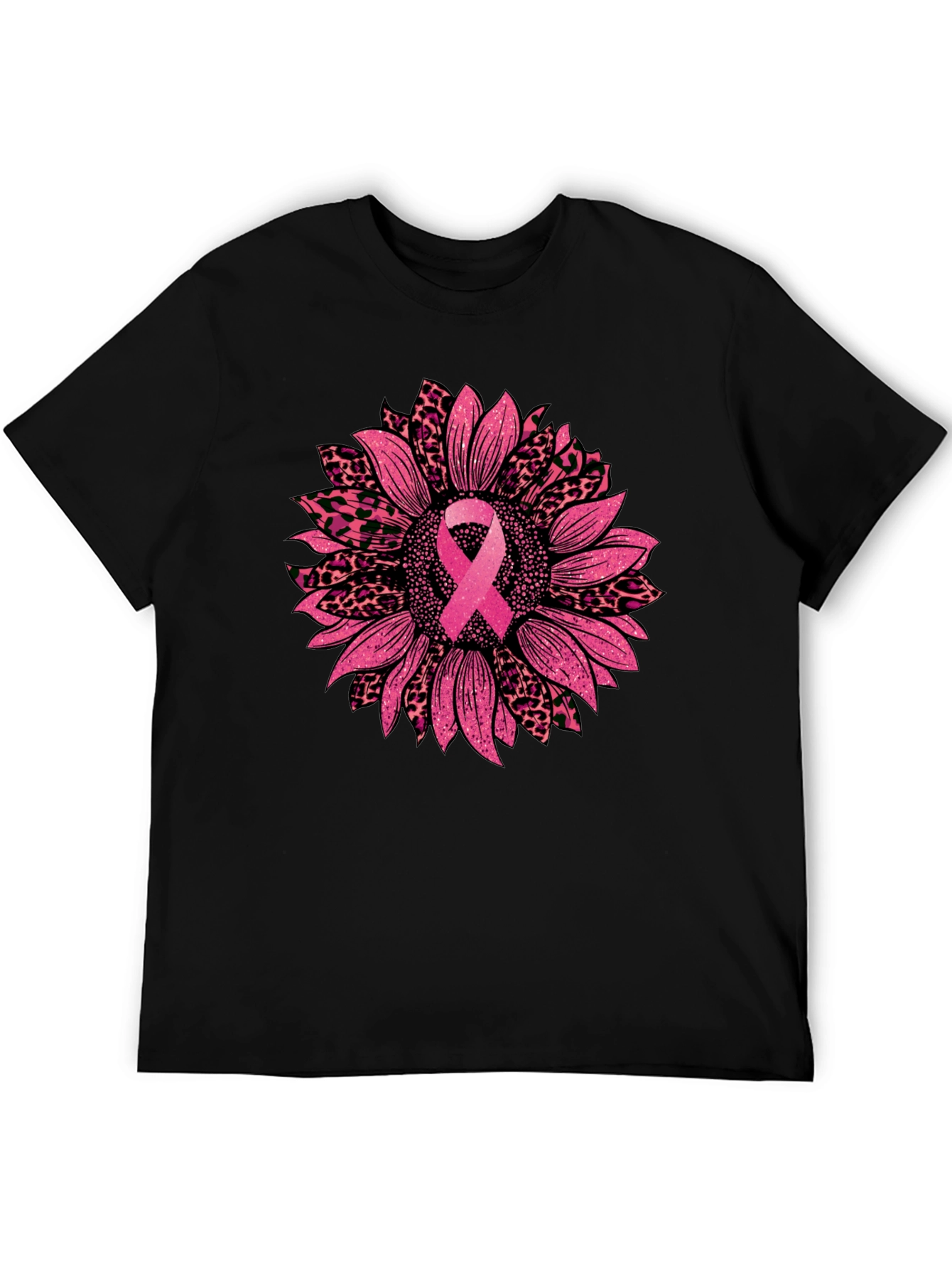 Pink Ribbon Sunflower Breast Cancer Awareness T-Shirt