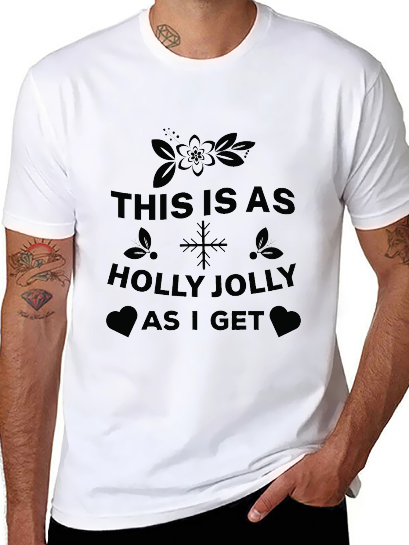 Holly Jolly Christmas T-Shirt - Festive Holiday Tee