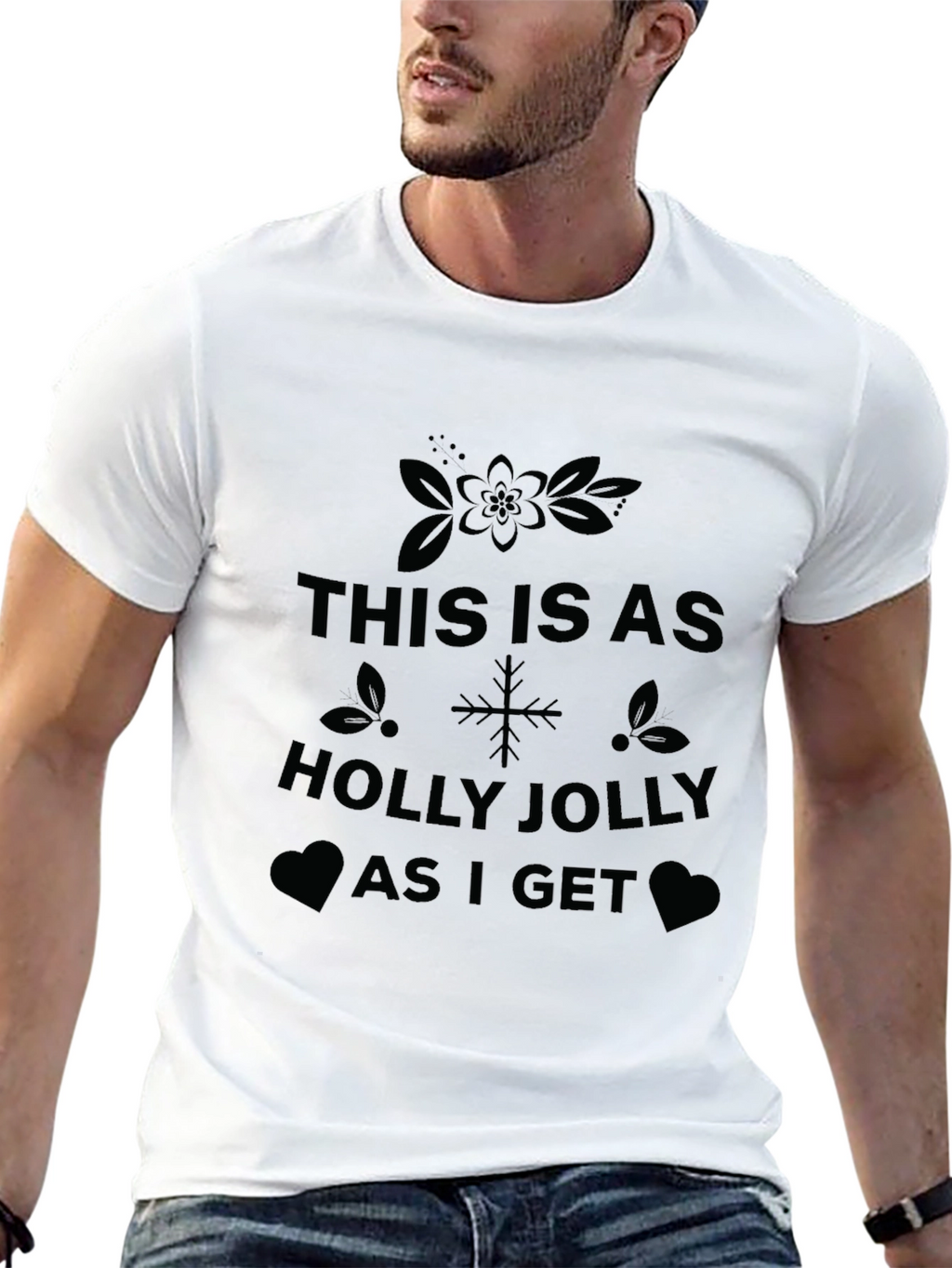 Holly Jolly Christmas T-Shirt - Festive Holiday Tee