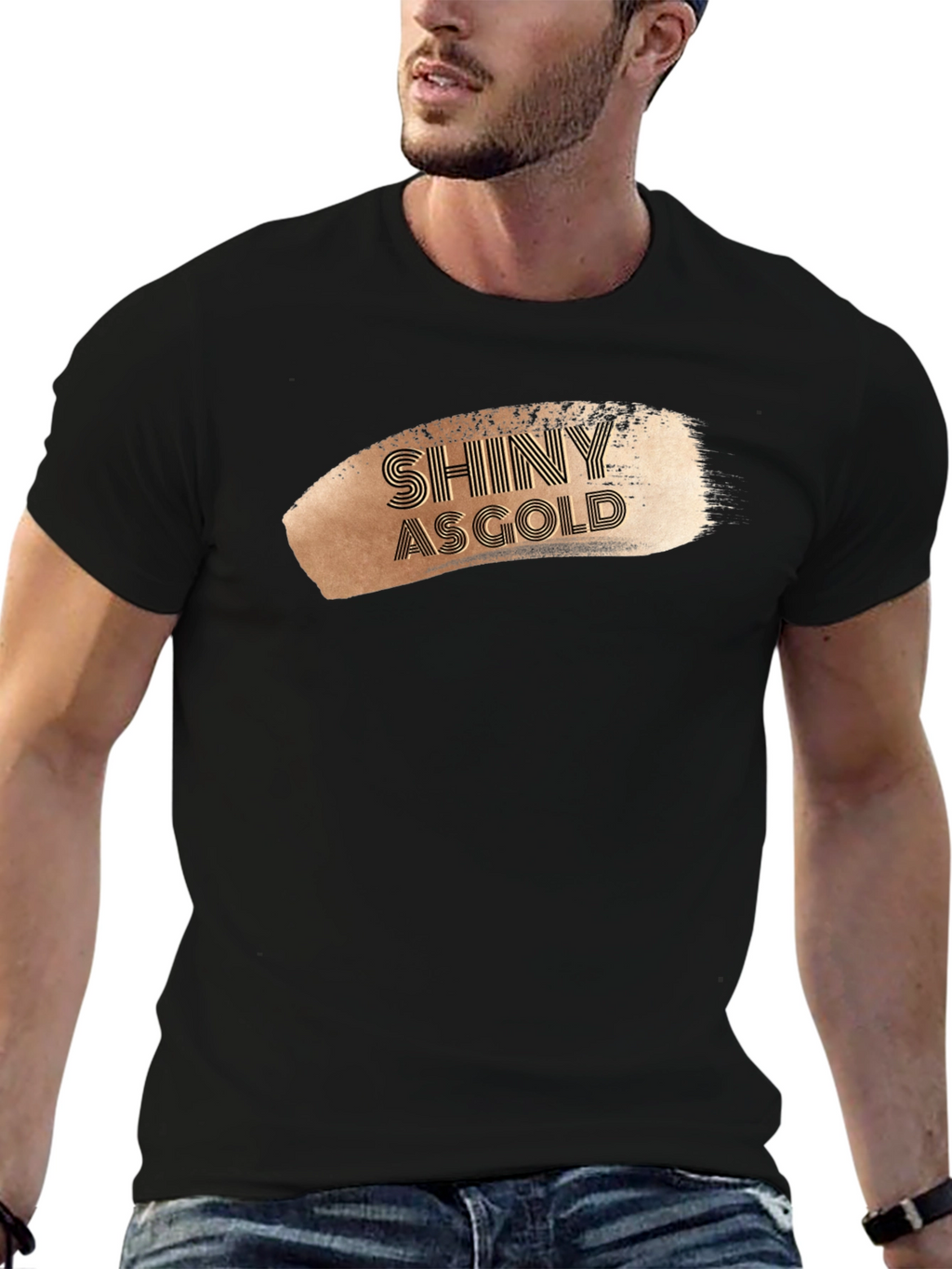 Shiny As Gold Graphic Tee - Stylish Mens T-Shirt