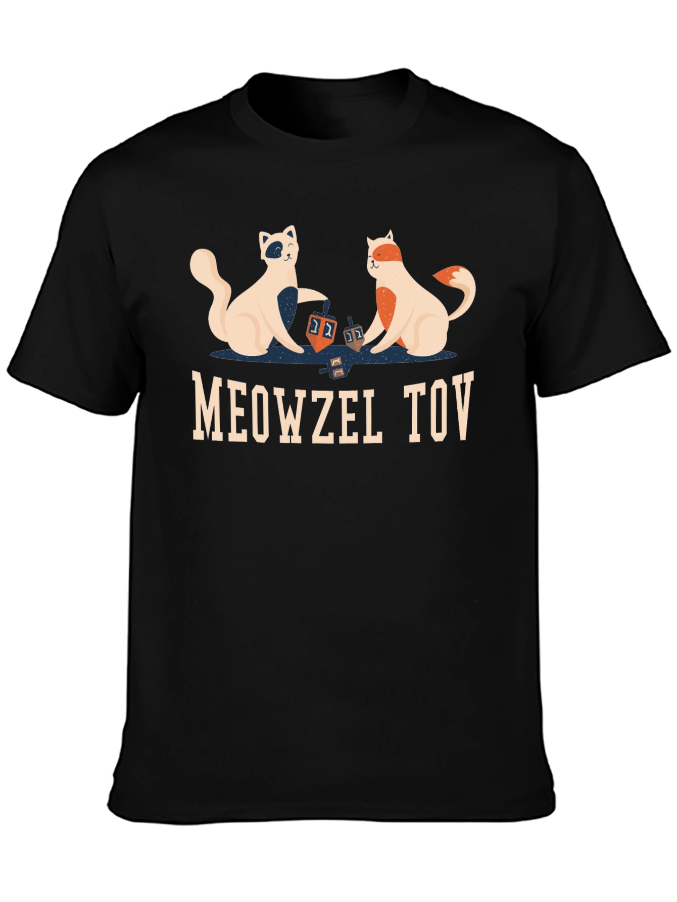 Meowzel Tov Hanukkah Cats Mens Black T-Shirt