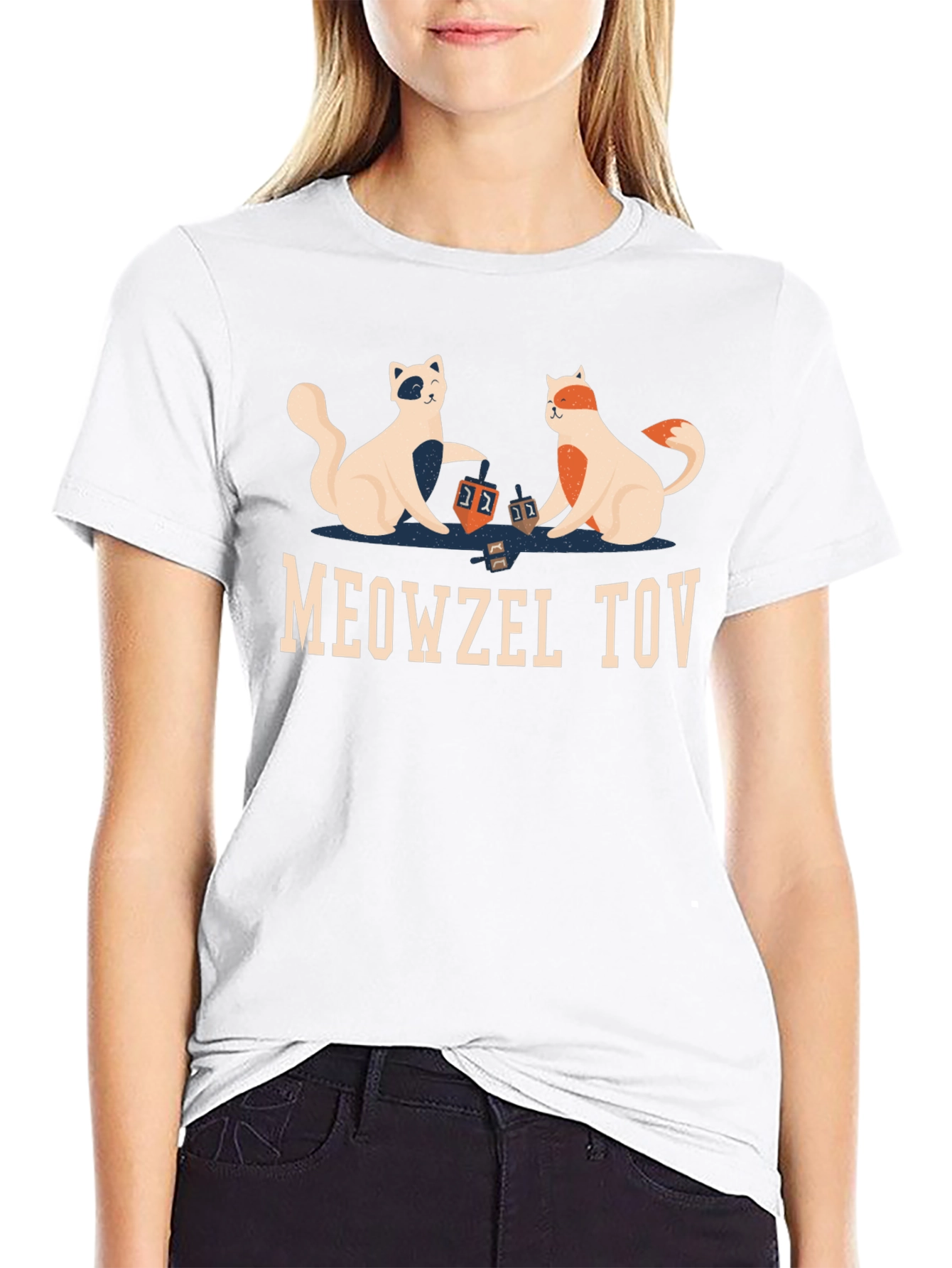 Meowzel Tov Hanukkah Cats Mens Black T-Shirt