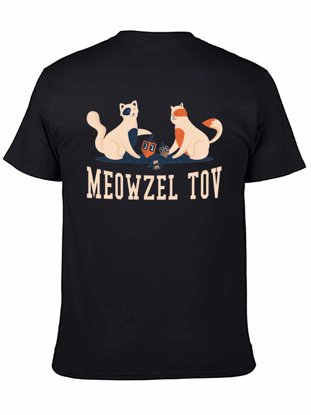 Meowzel Tov Hanukkah Cats Mens Black T-Shirt