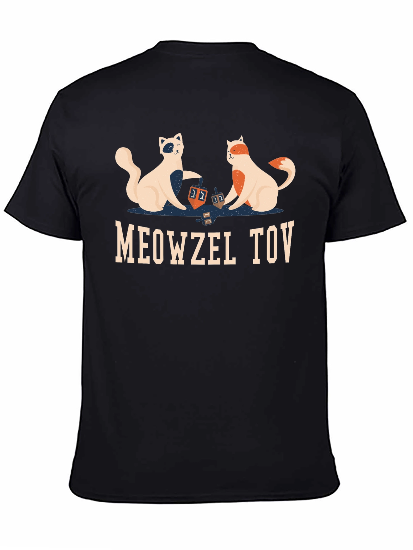 Meowzel Tov Hanukkah Cats Mens Black T-Shirt