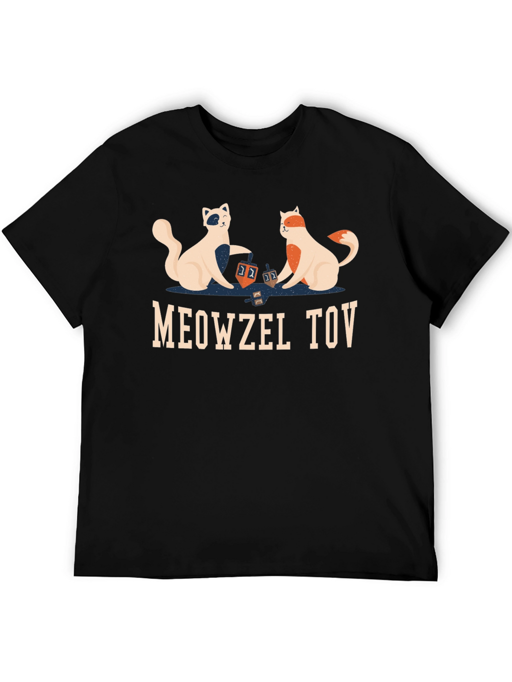 Meowzel Tov Hanukkah Cats Mens Black T-Shirt