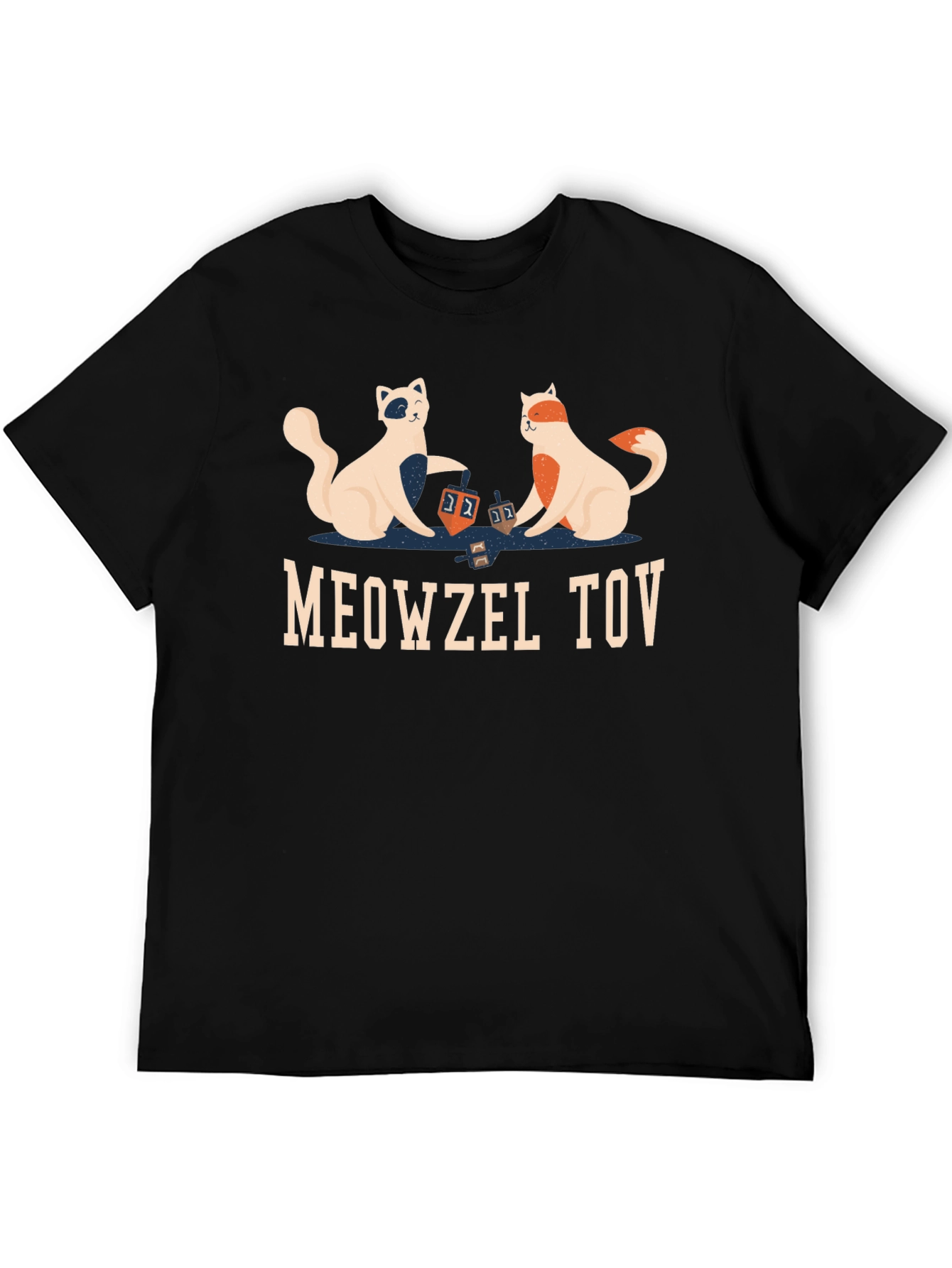 Meowzel Tov Hanukkah Cats Mens Black T-Shirt