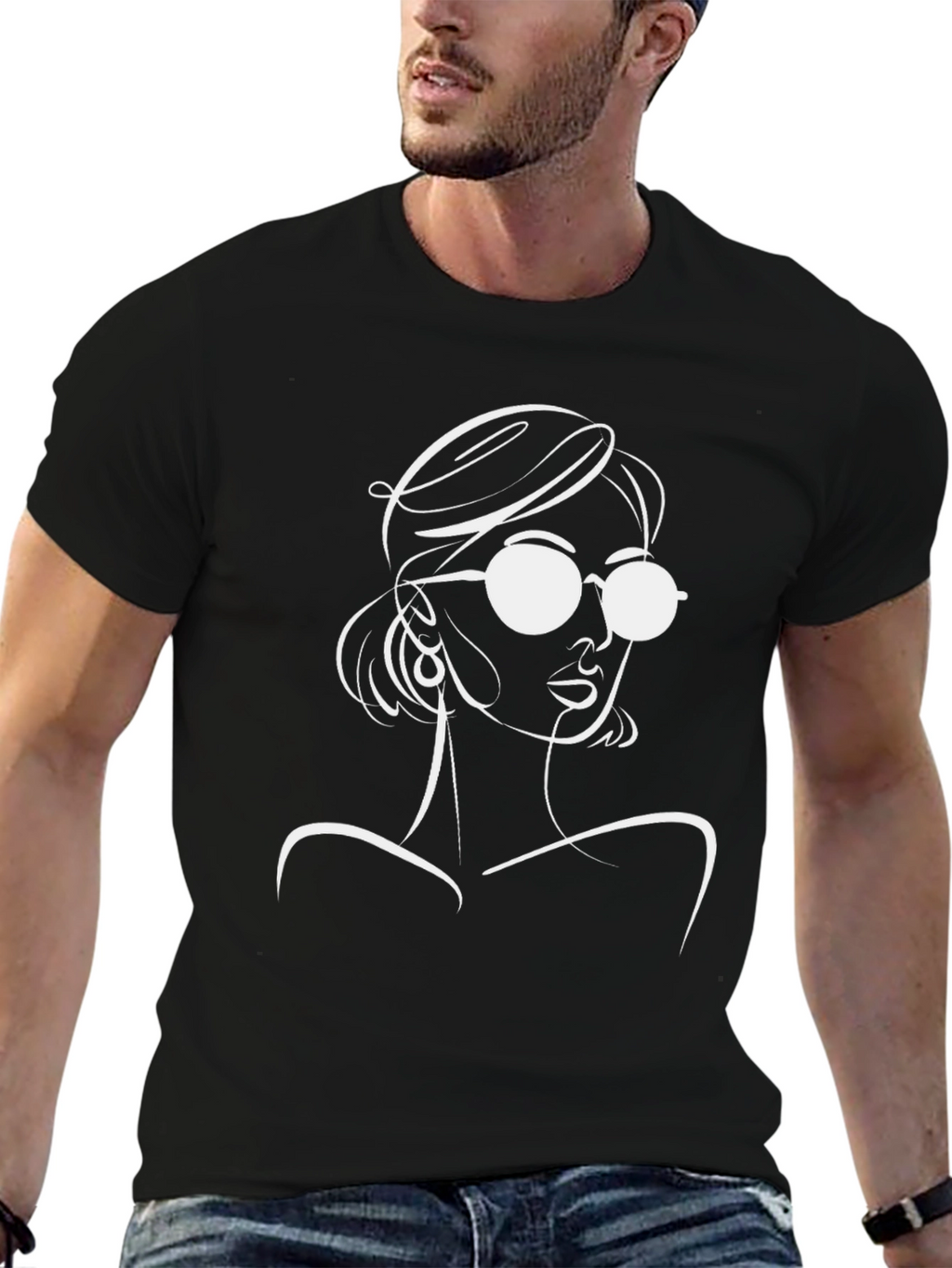 Stylish Black T-Shirt with Woman Graphic