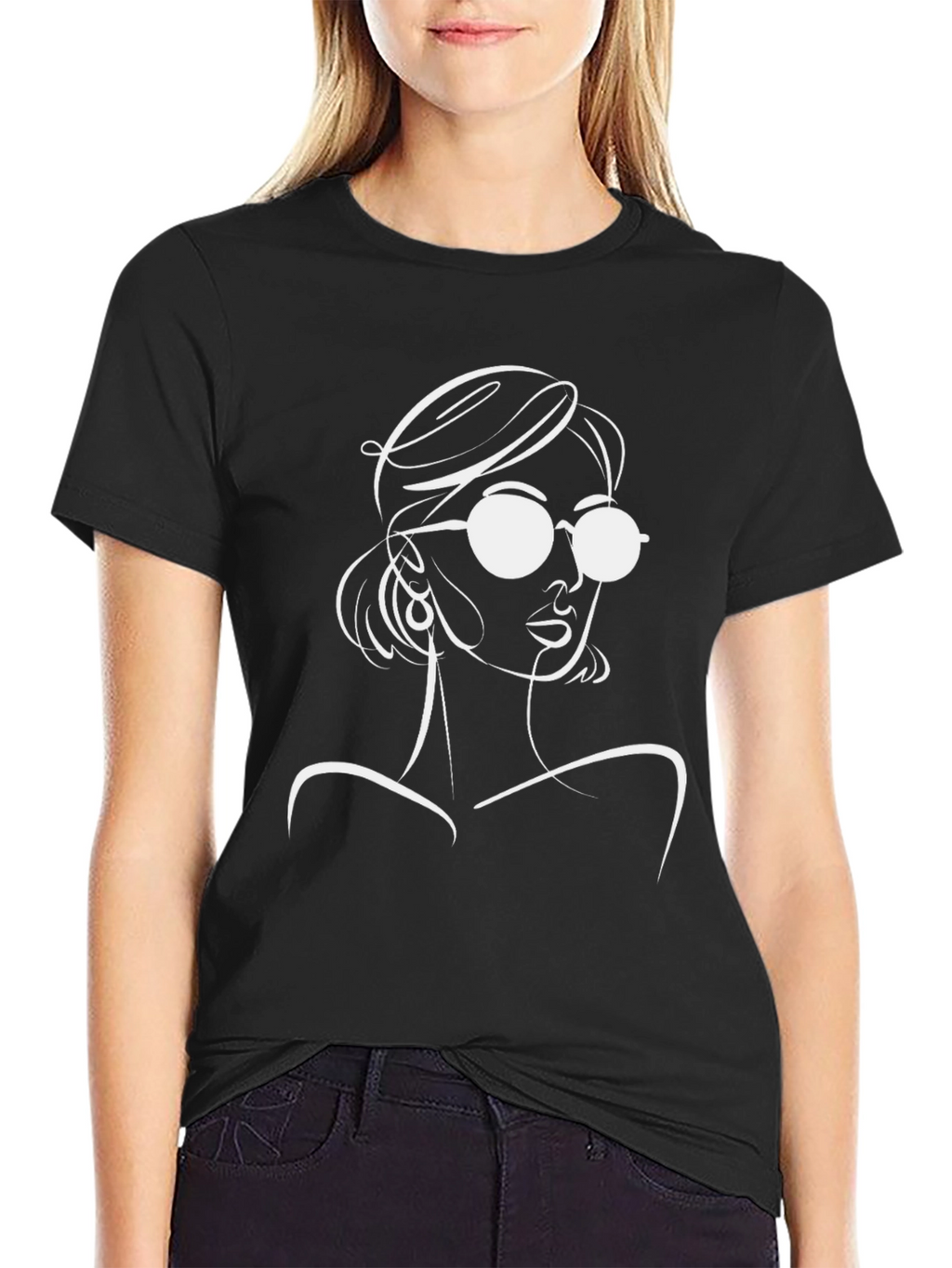 Stylish Black T-Shirt with Woman Graphic