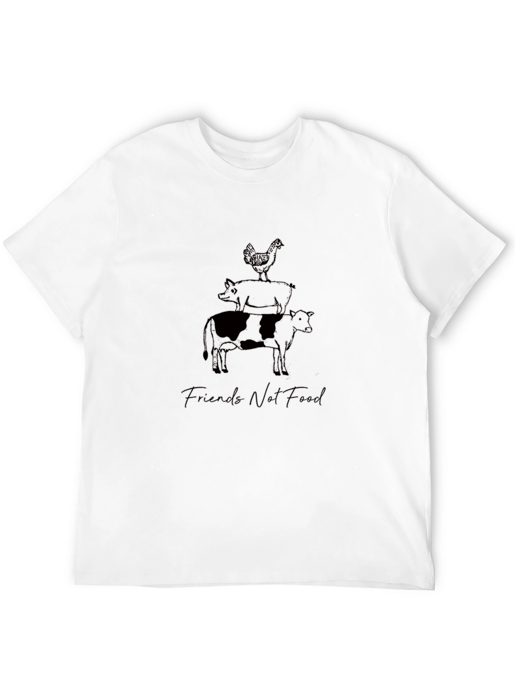 Vegan Friends Not Food Black Graphic Tee