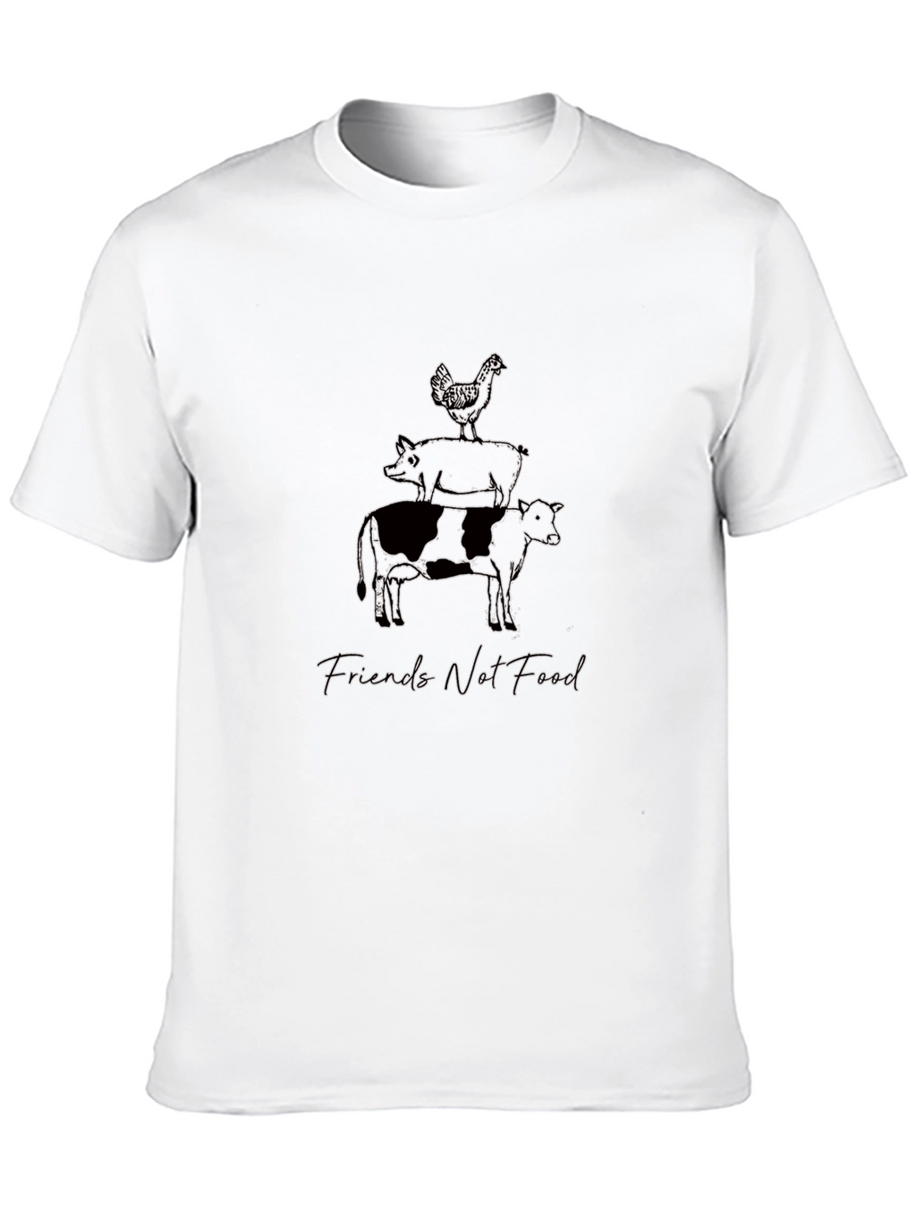 Vegan Friends Not Food Black Graphic Tee