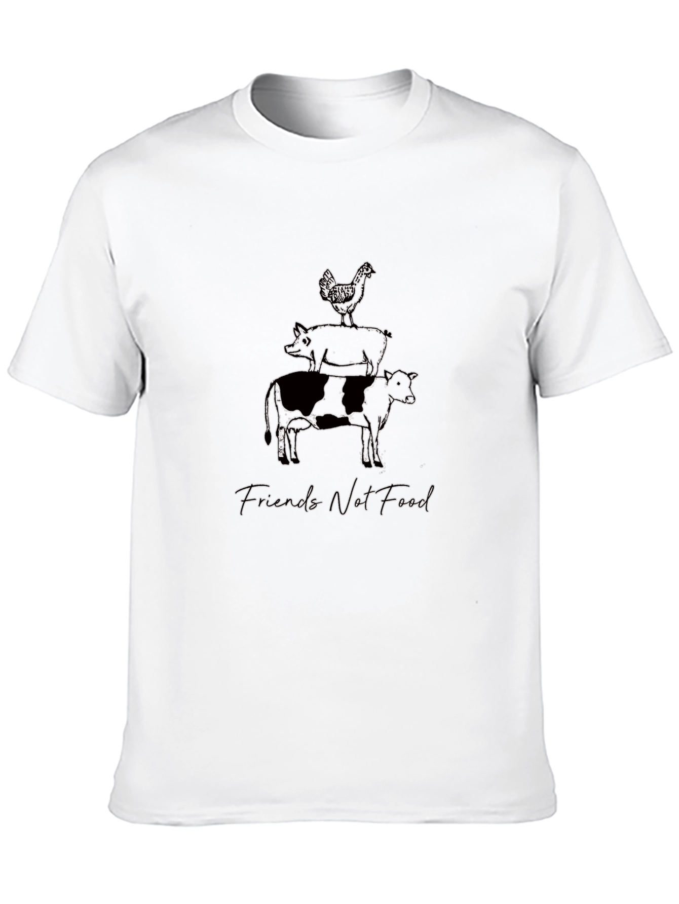 Vegan Friends Not Food Black Graphic Tee
