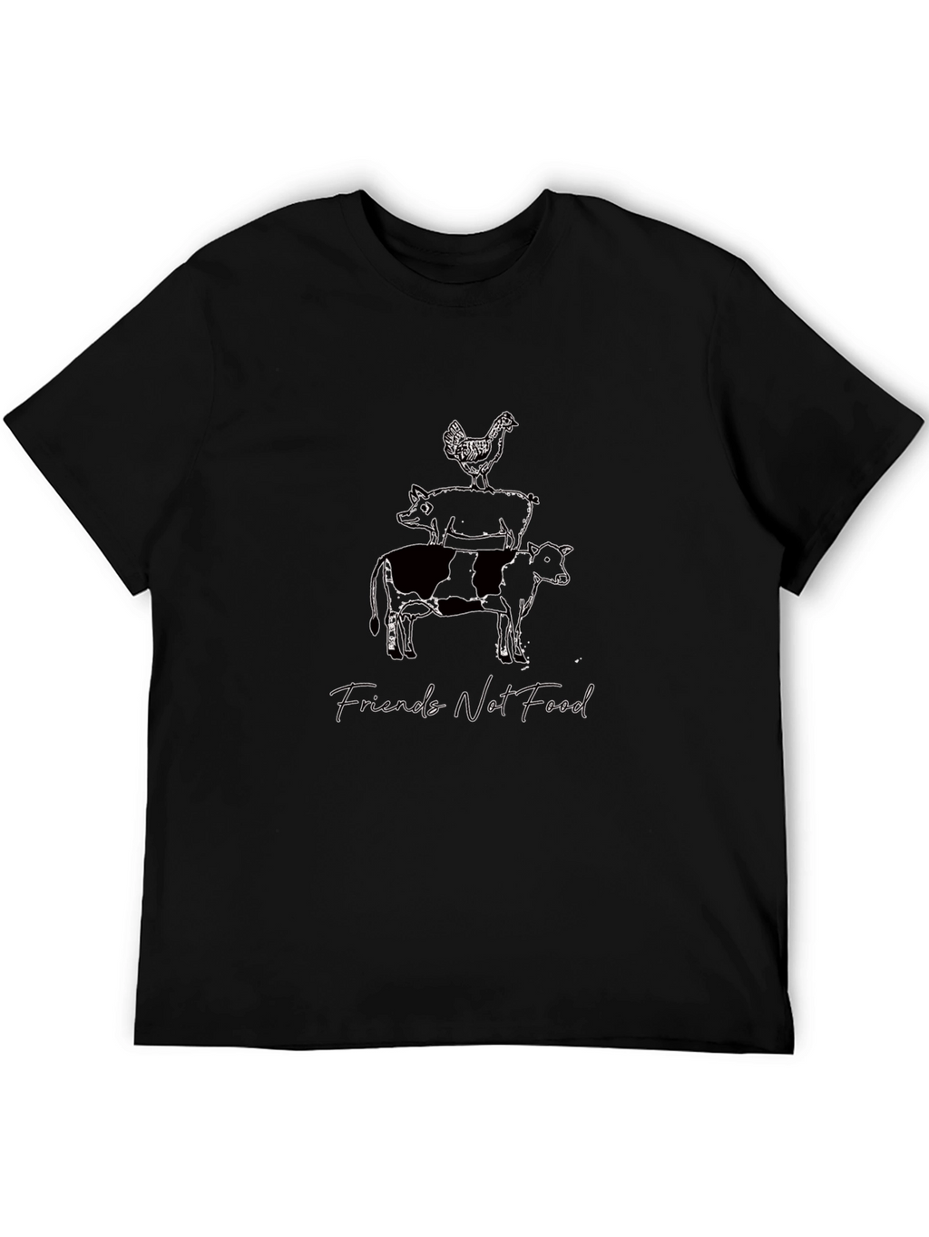 Vegan Friends Not Food Black Graphic Tee
