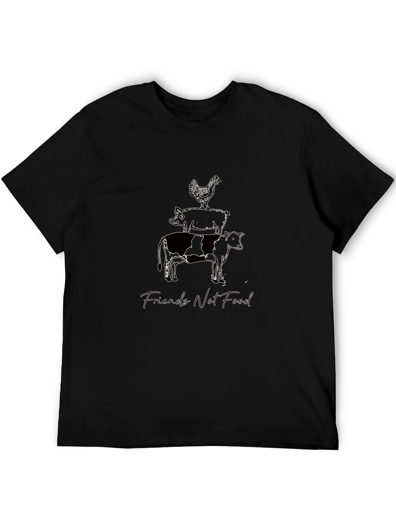 Vegan Friends Not Food Black Graphic Tee