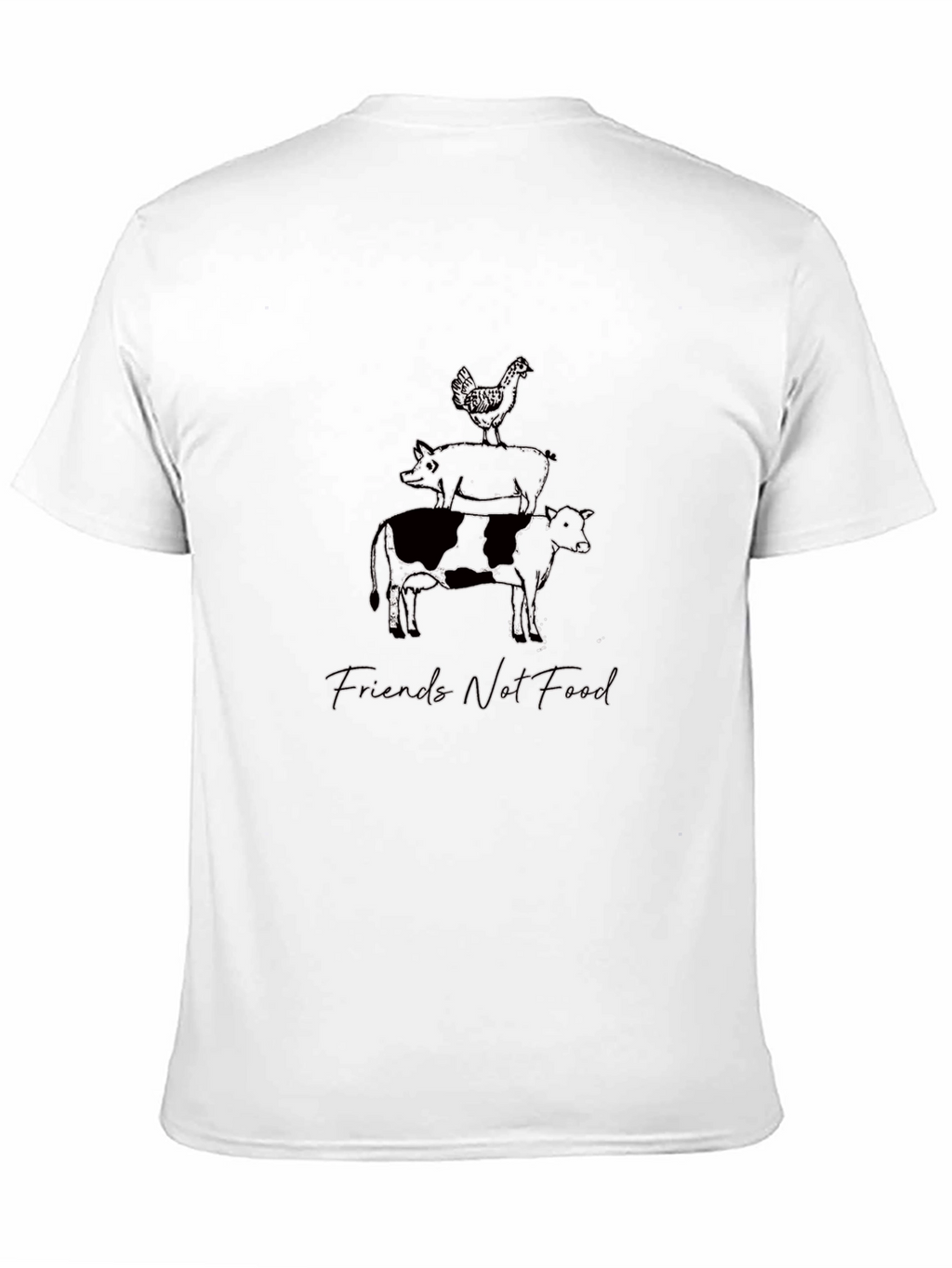 Vegan Friends Not Food Black Graphic Tee