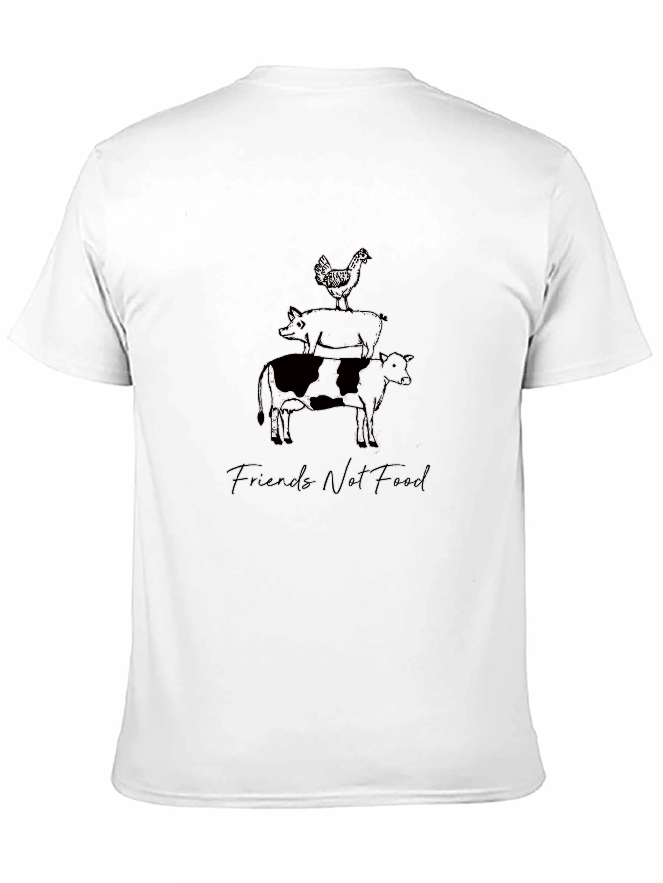 Vegan Friends Not Food Black Graphic Tee
