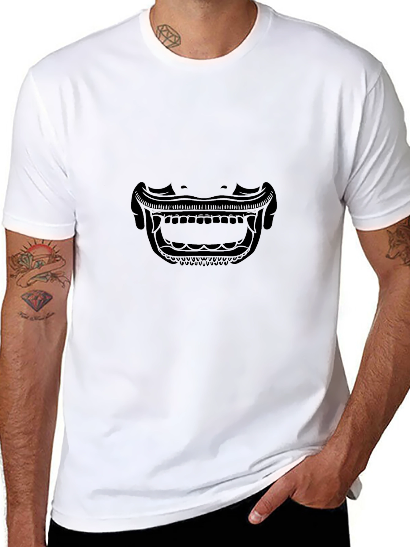 Samurai Mask Graphic Tee - Mens Black T-Shirt