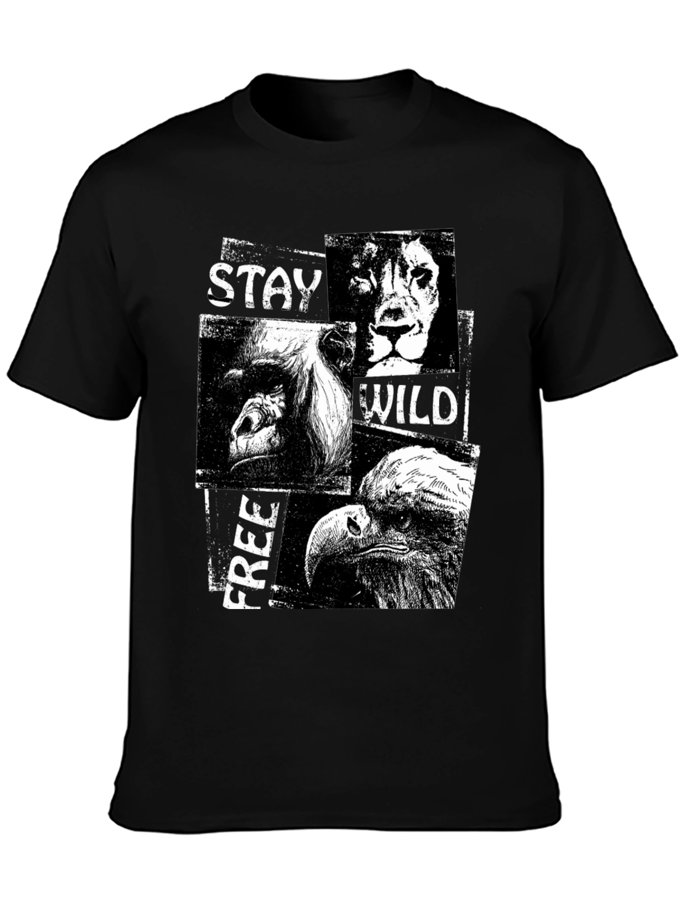 Stay Wild Free Black Graphic T-Shirt