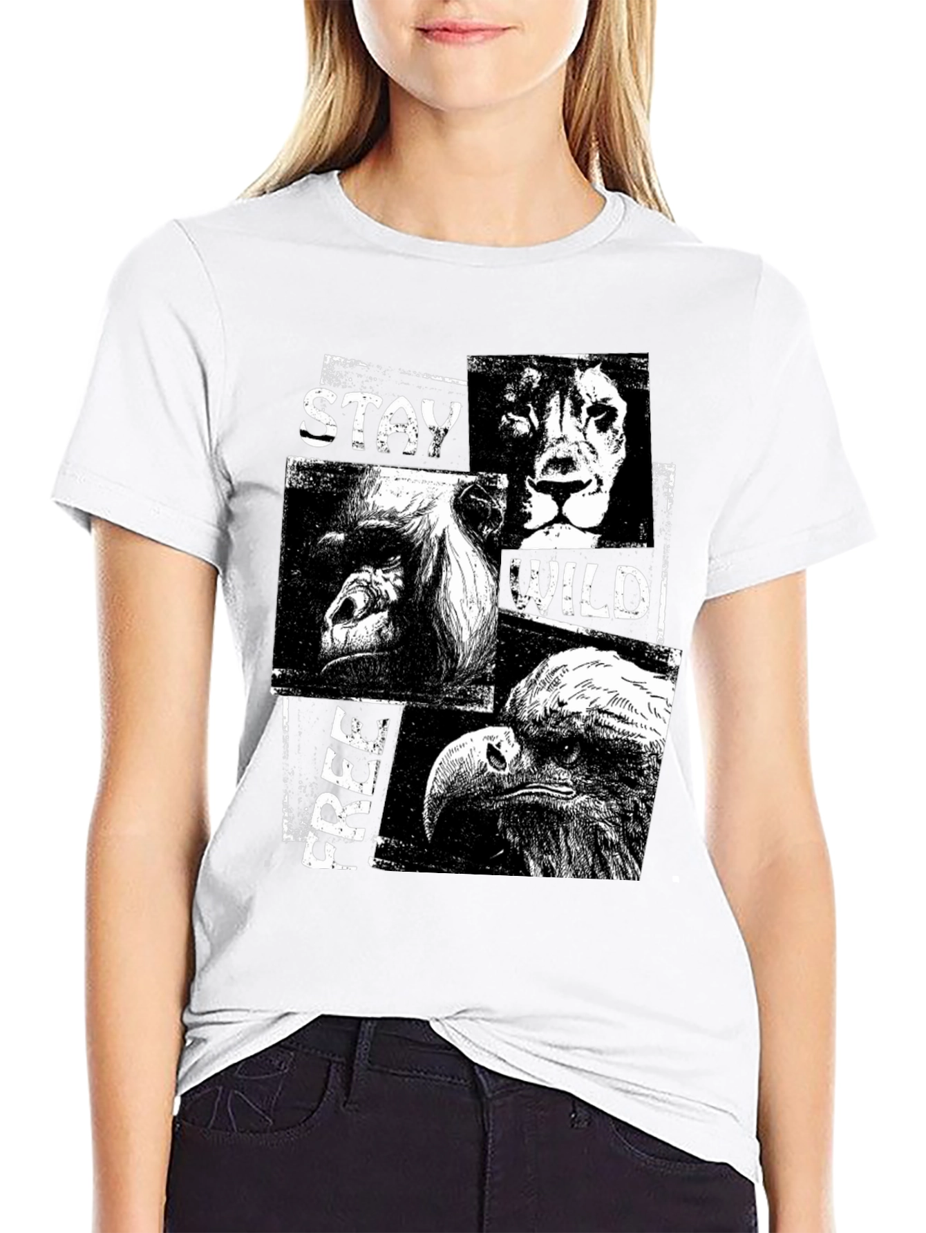 Stay Wild Free Black Graphic T-Shirt