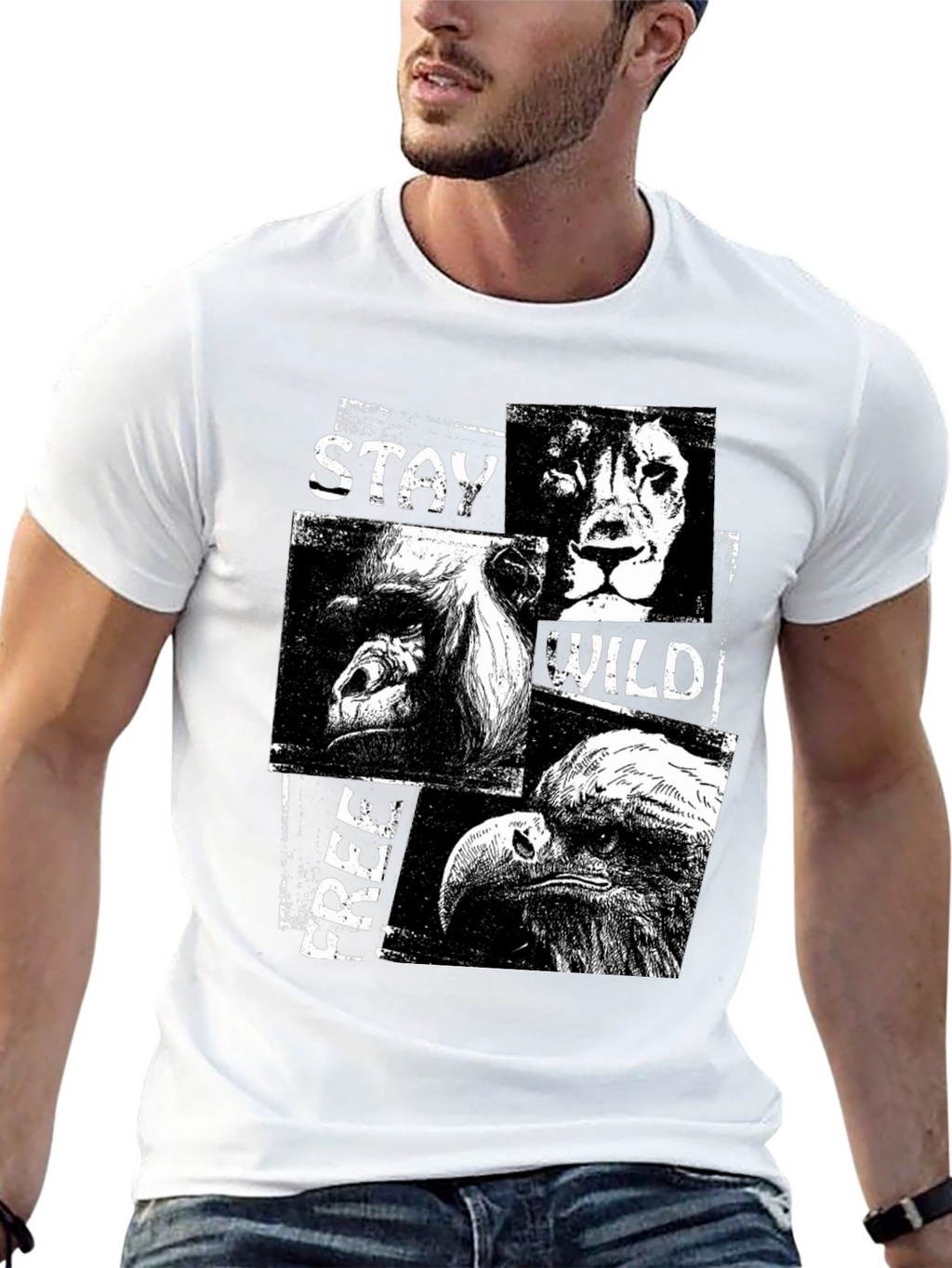 Stay Wild Free Black Graphic T-Shirt