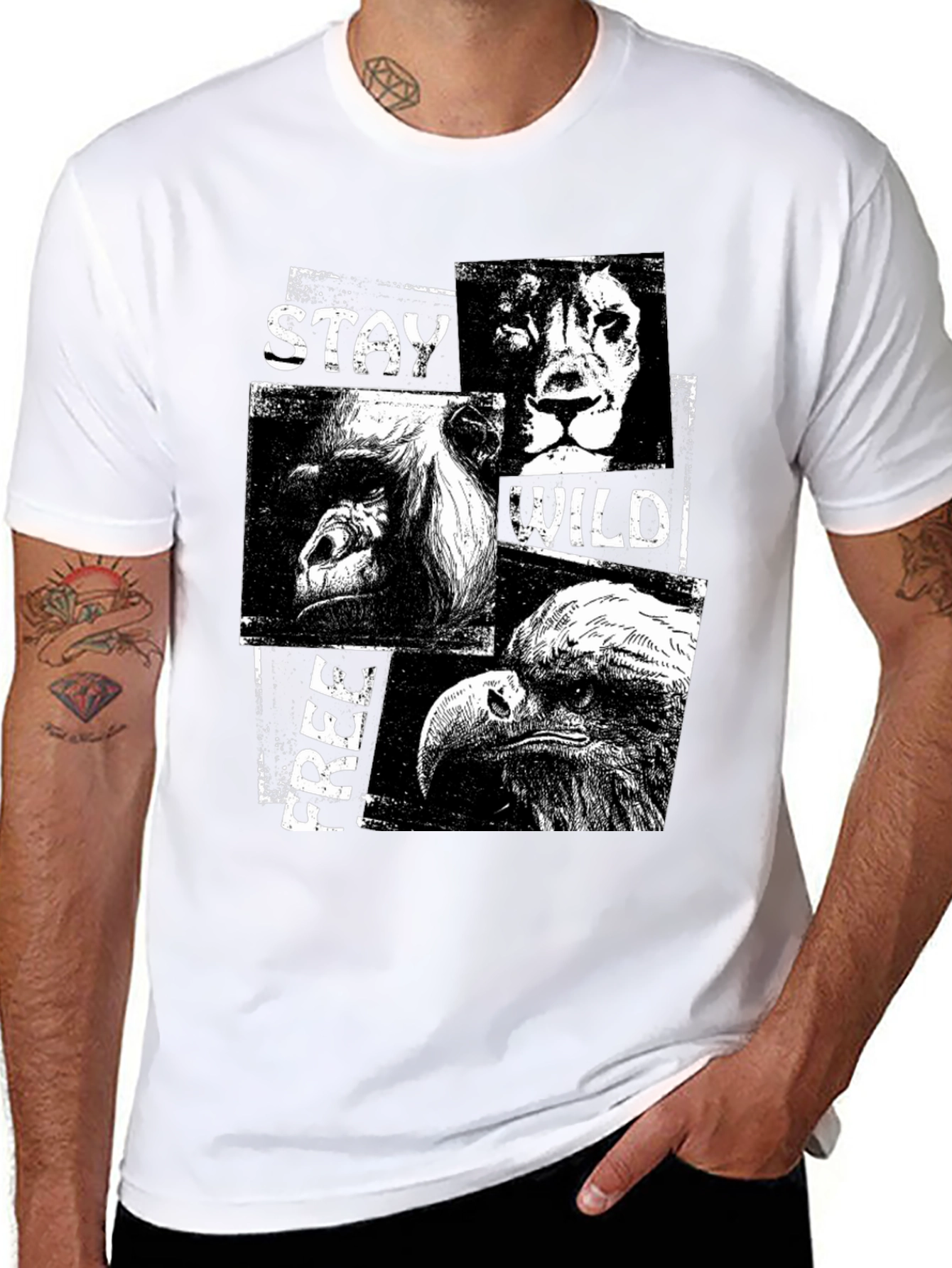 Stay Wild Free Black Graphic T-Shirt