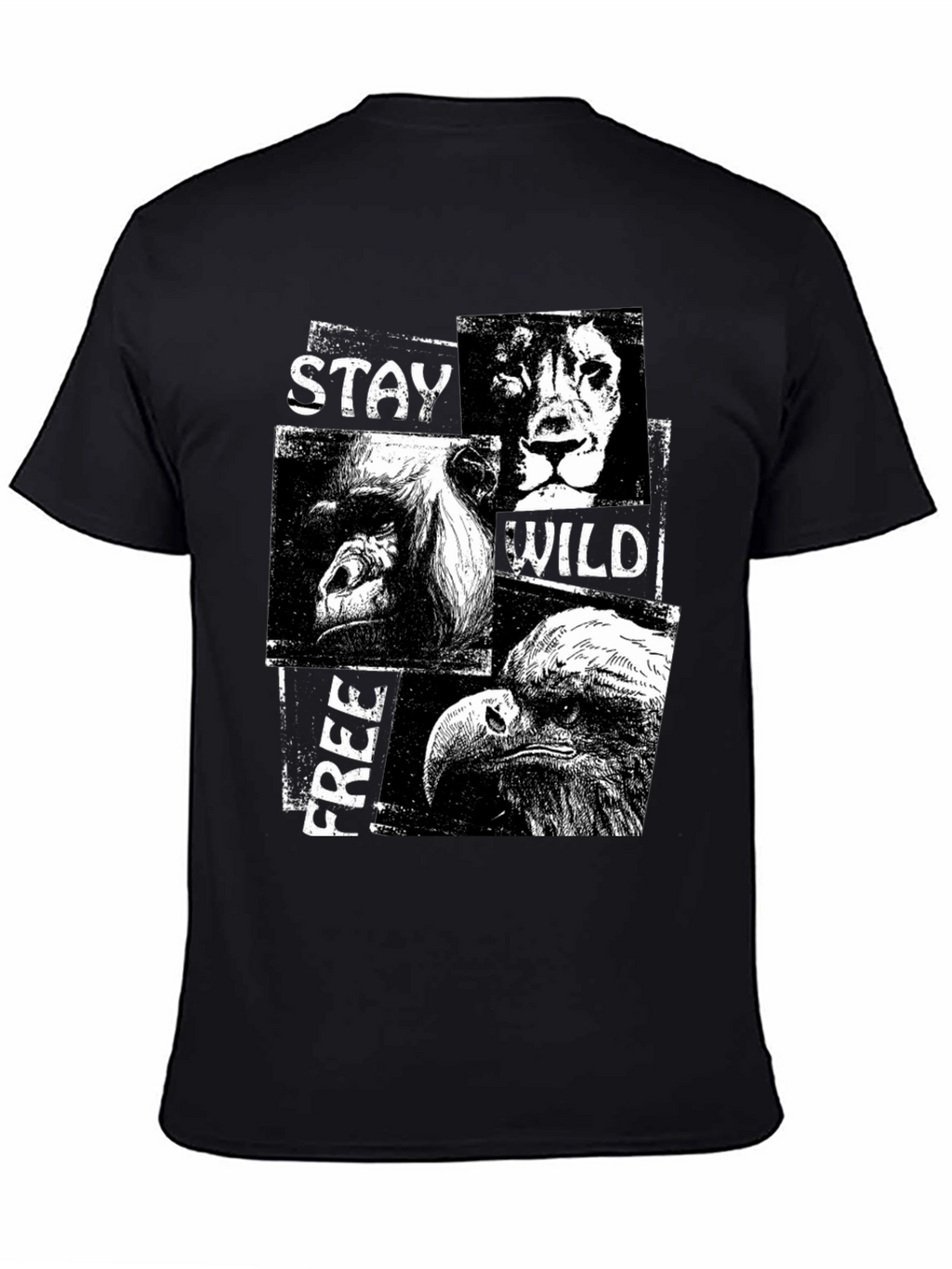 Stay Wild Free Black Graphic T-Shirt
