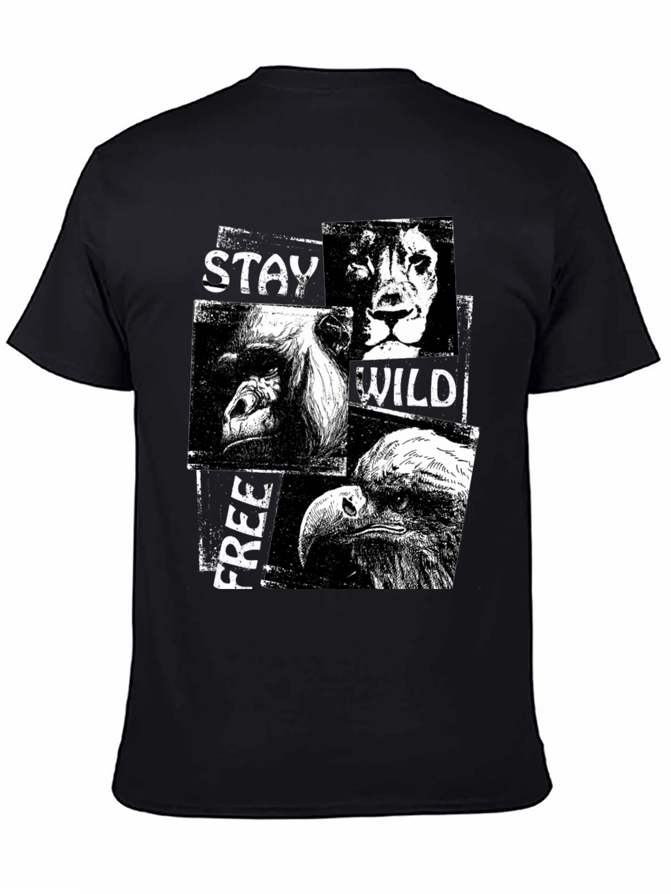 Stay Wild Free Black Graphic T-Shirt