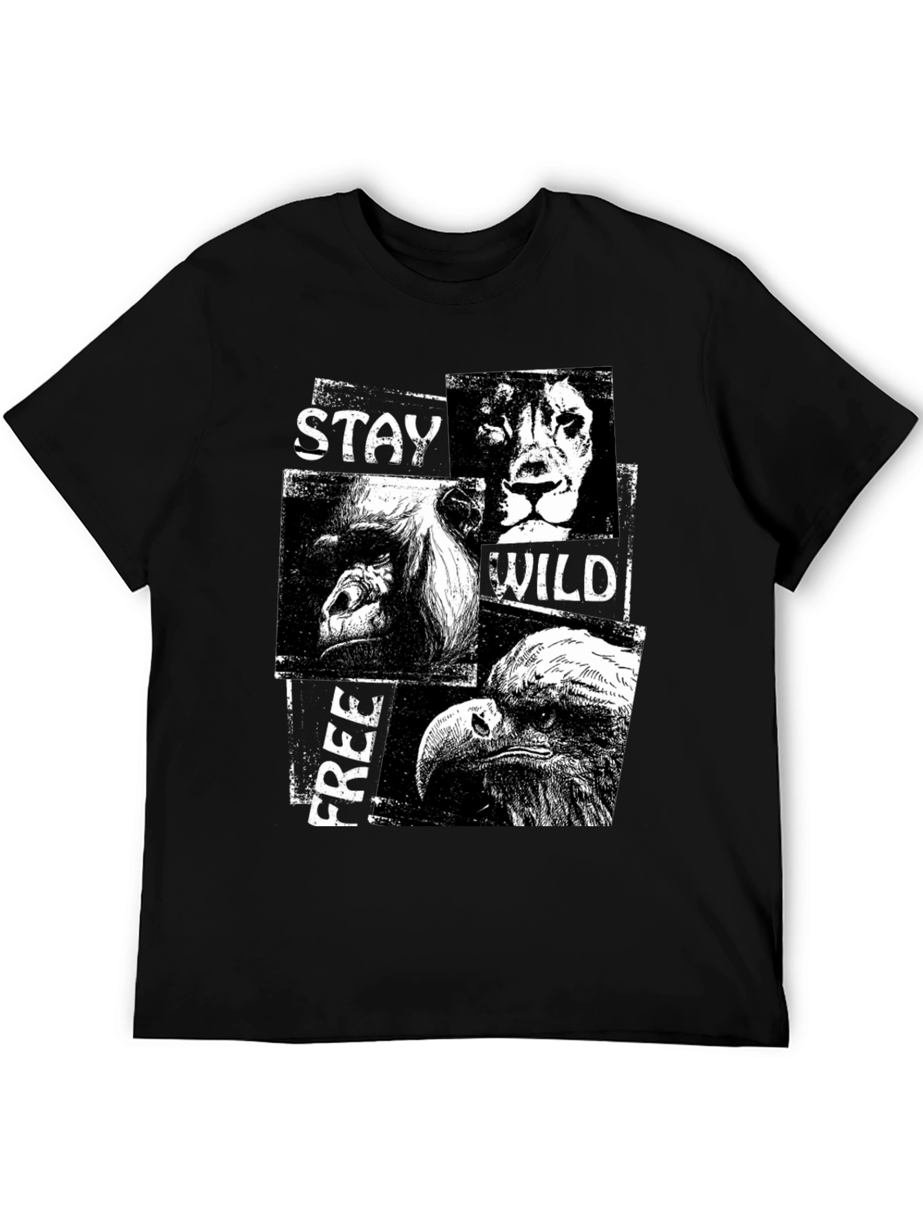 Stay Wild Free Black Graphic T-Shirt