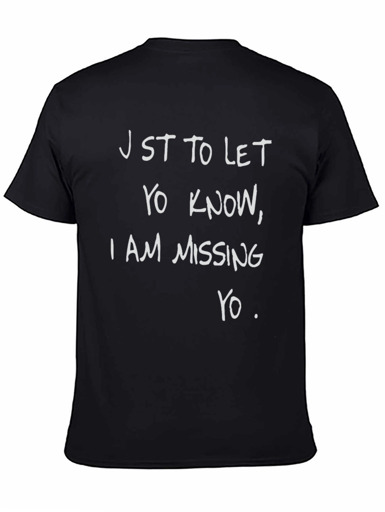 Missing You Graphic T-Shirt - Black Crew Neck Tee