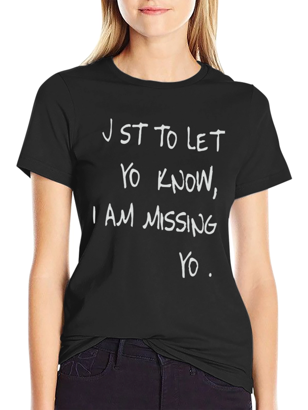 Missing You Graphic T-Shirt - Black Crew Neck Tee
