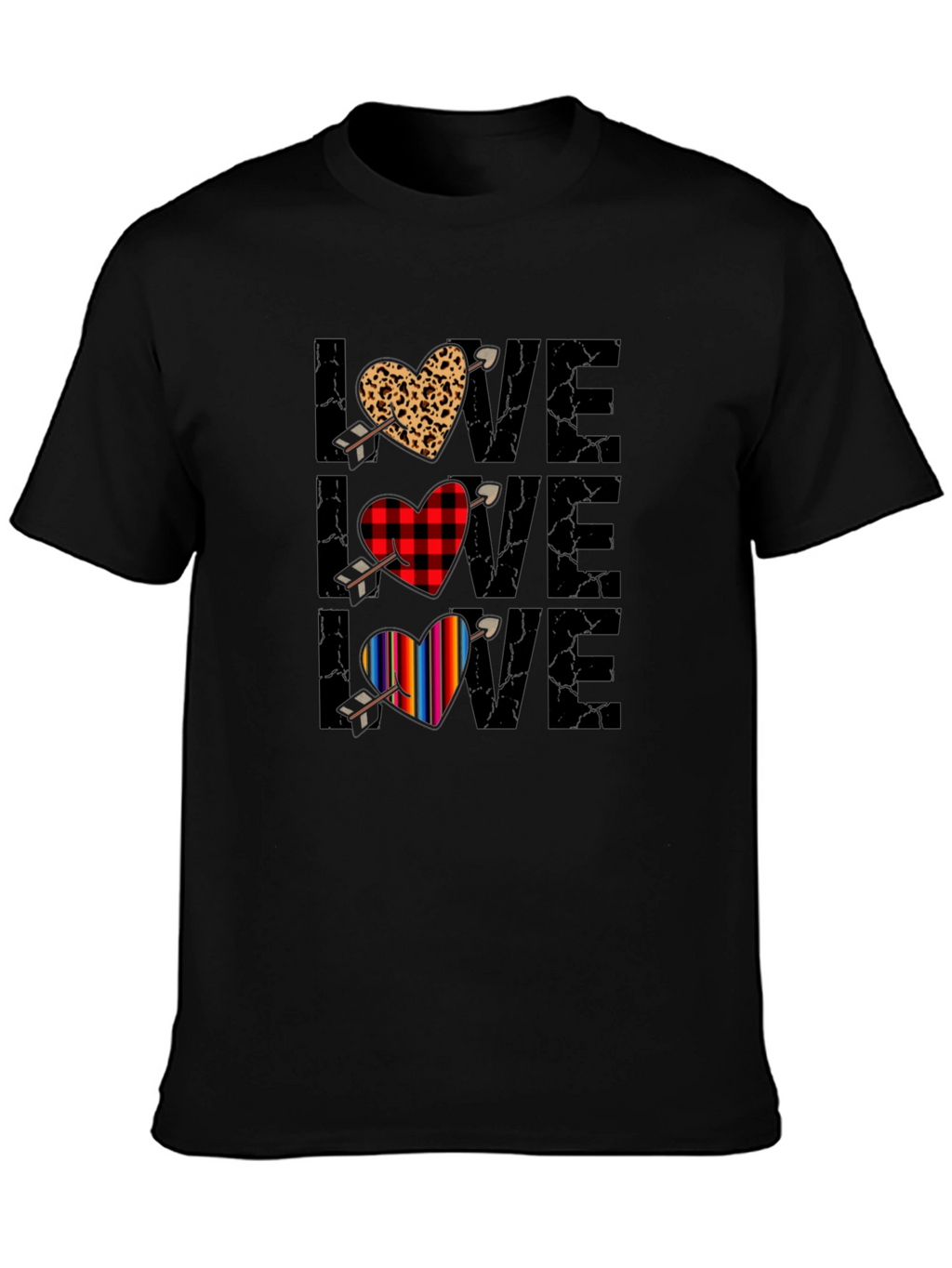 Love Heart Arrow T-Shirt Valentines Day Black