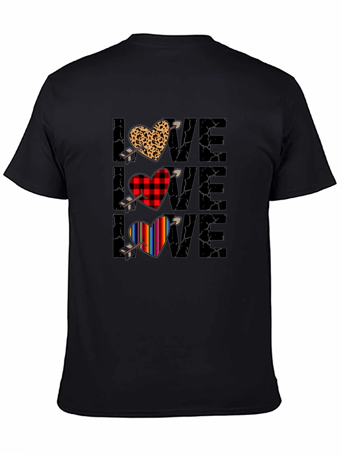 Love Heart Arrow T-Shirt Valentines Day Black