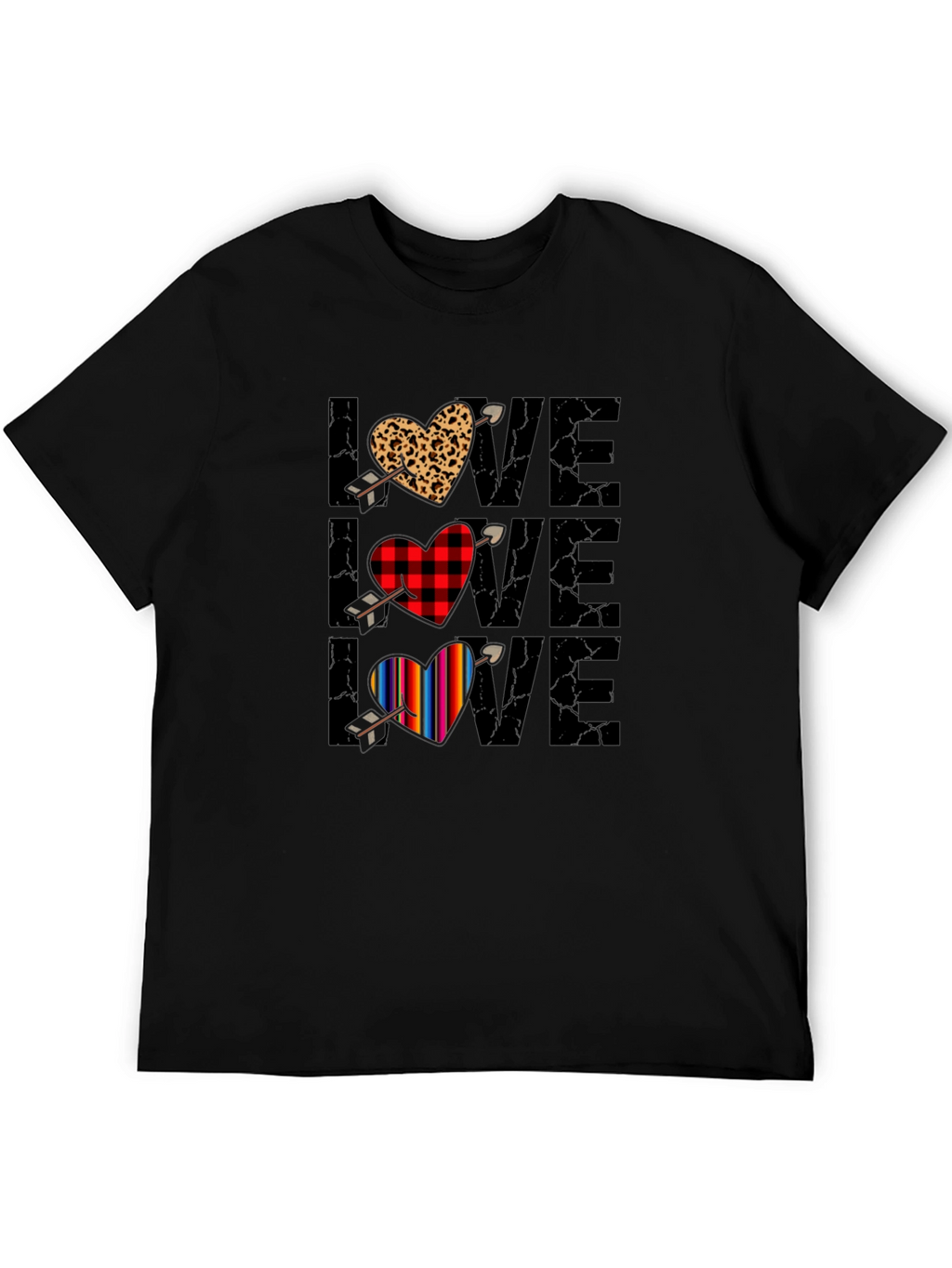 Love Heart Arrow T-Shirt Valentines Day Black