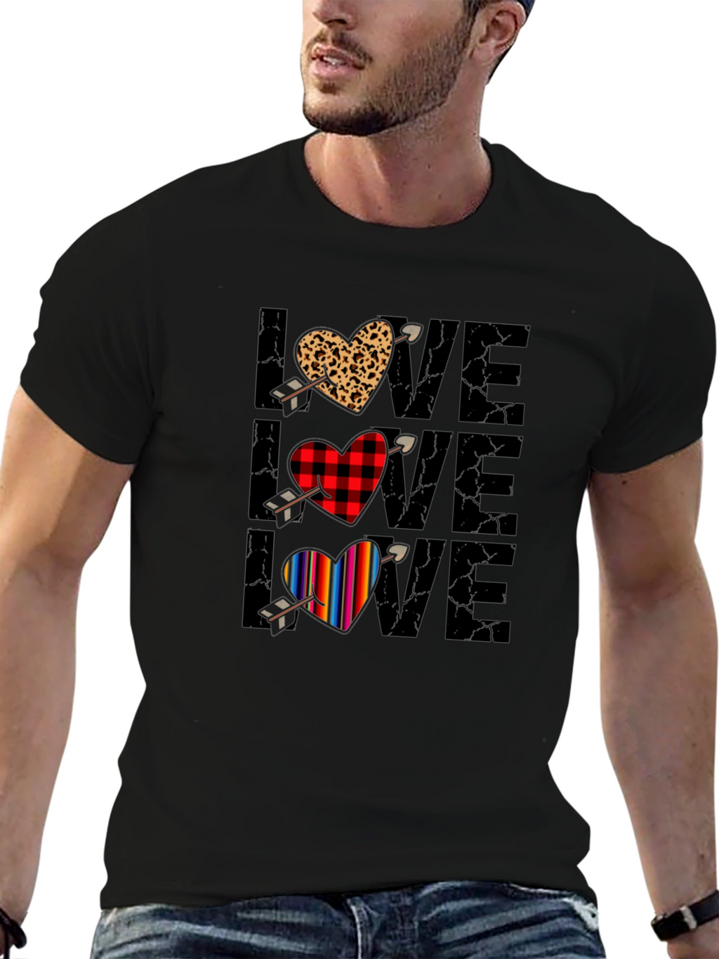 Love Heart Arrow T-Shirt Valentines Day Black