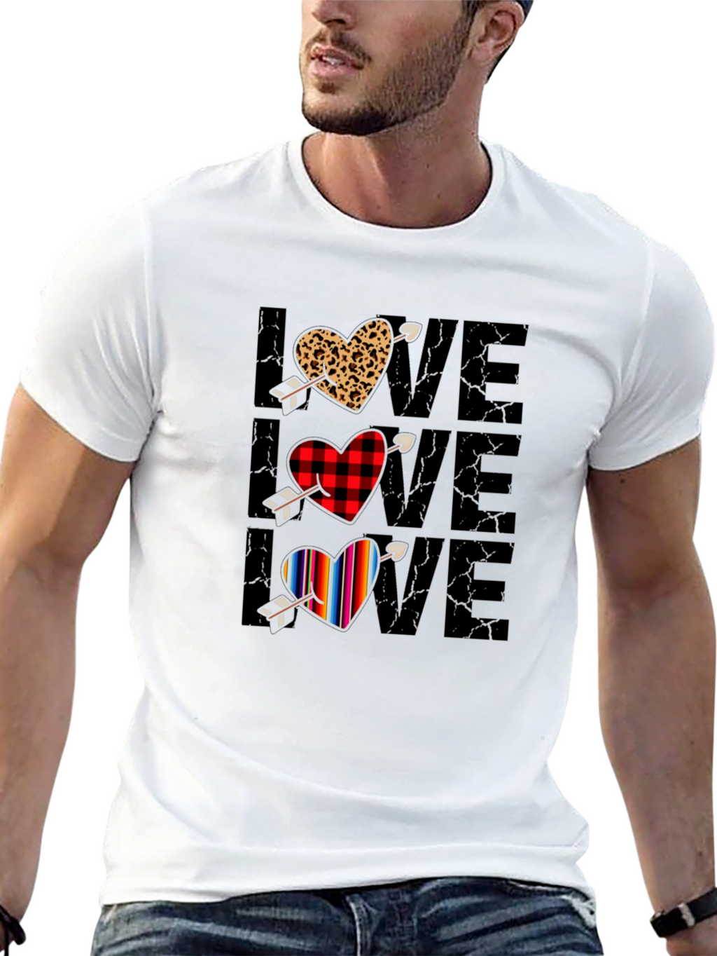 Love Heart Arrow T-Shirt Valentines Day Black