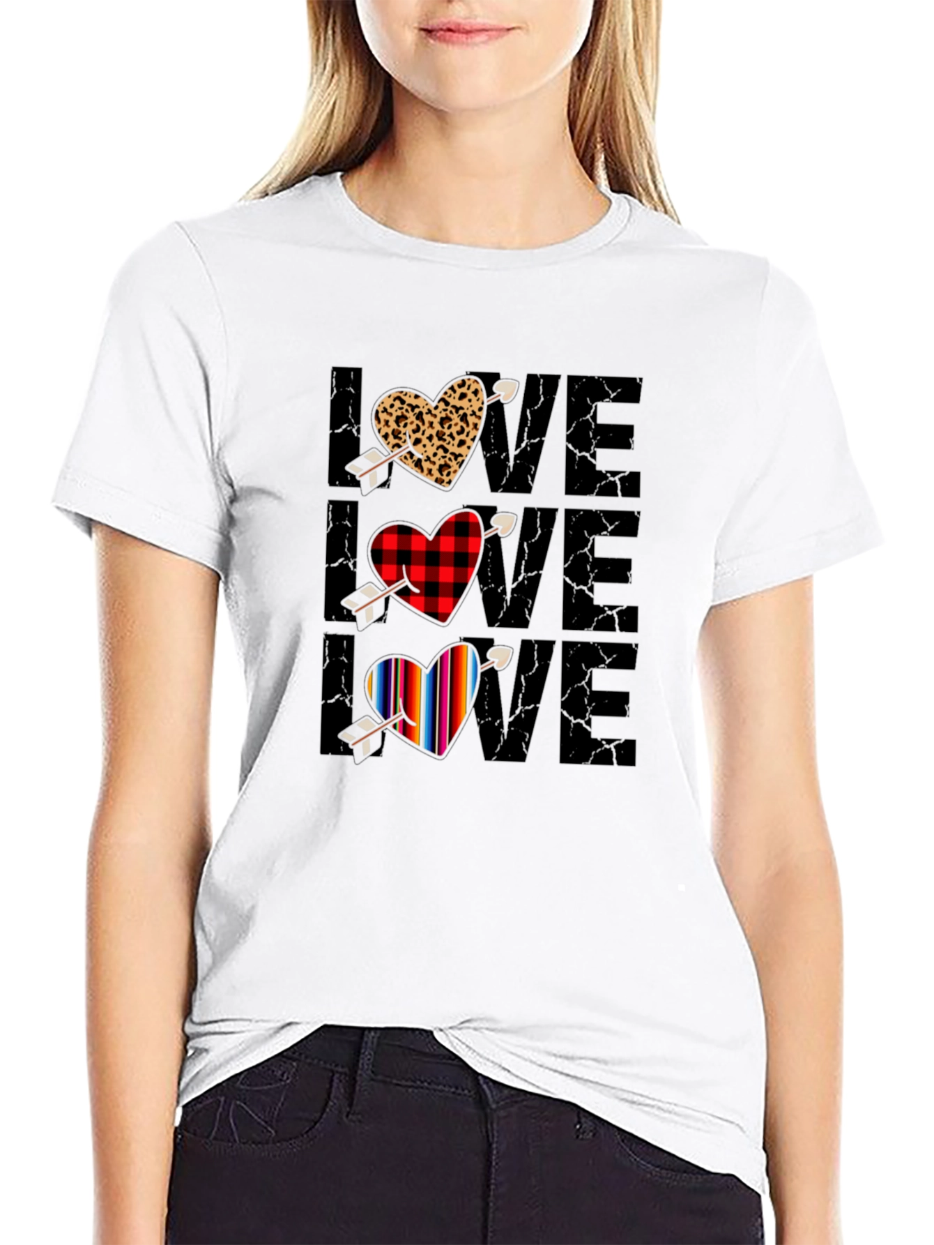 Love Heart Arrow T-Shirt Valentines Day Black