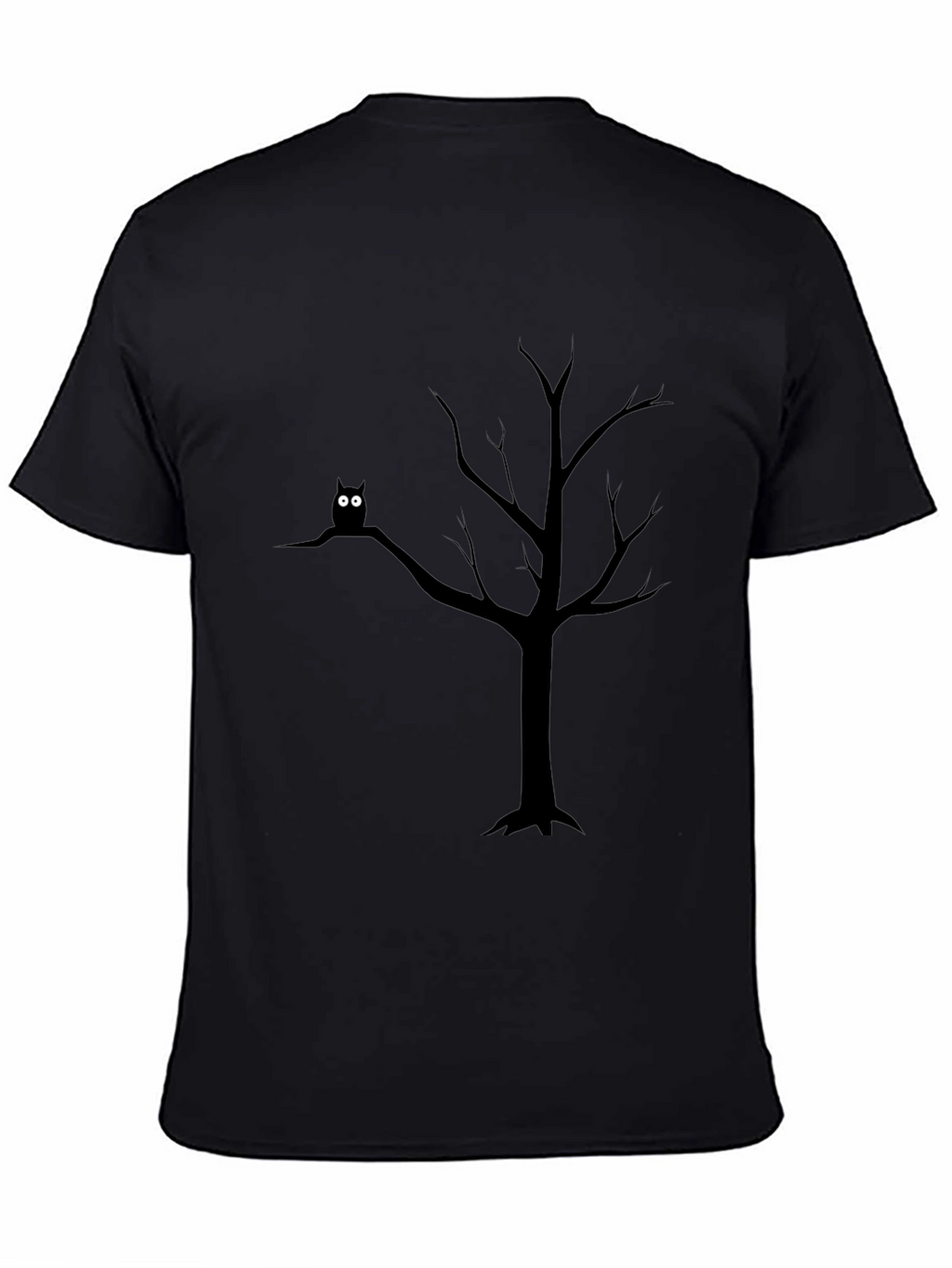 Owl in Tree Black T-Shirt - Spooky Nature Tee
