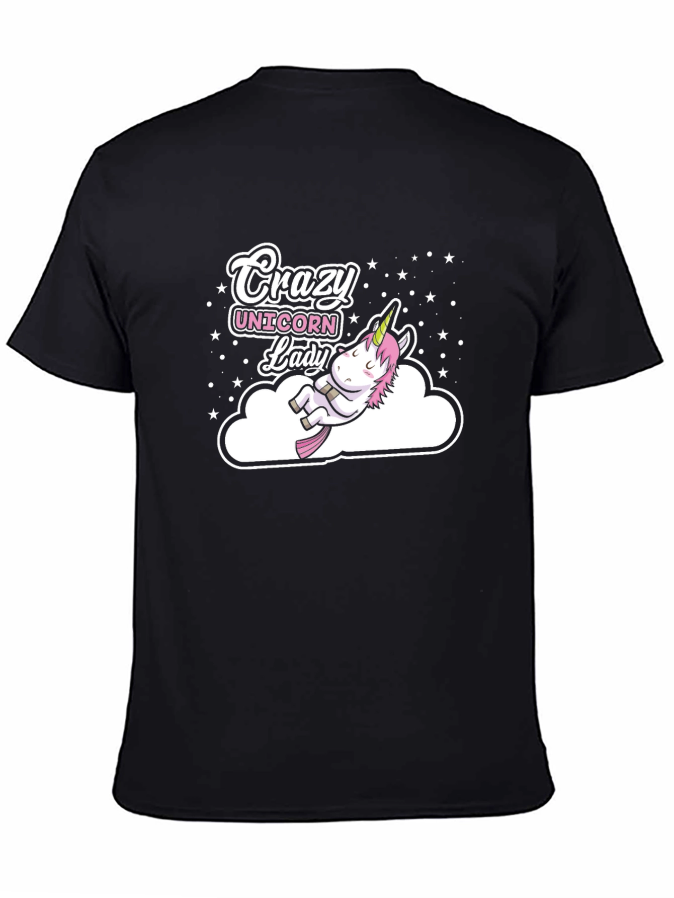 Crazy Unicorn Lady Black T-Shirt