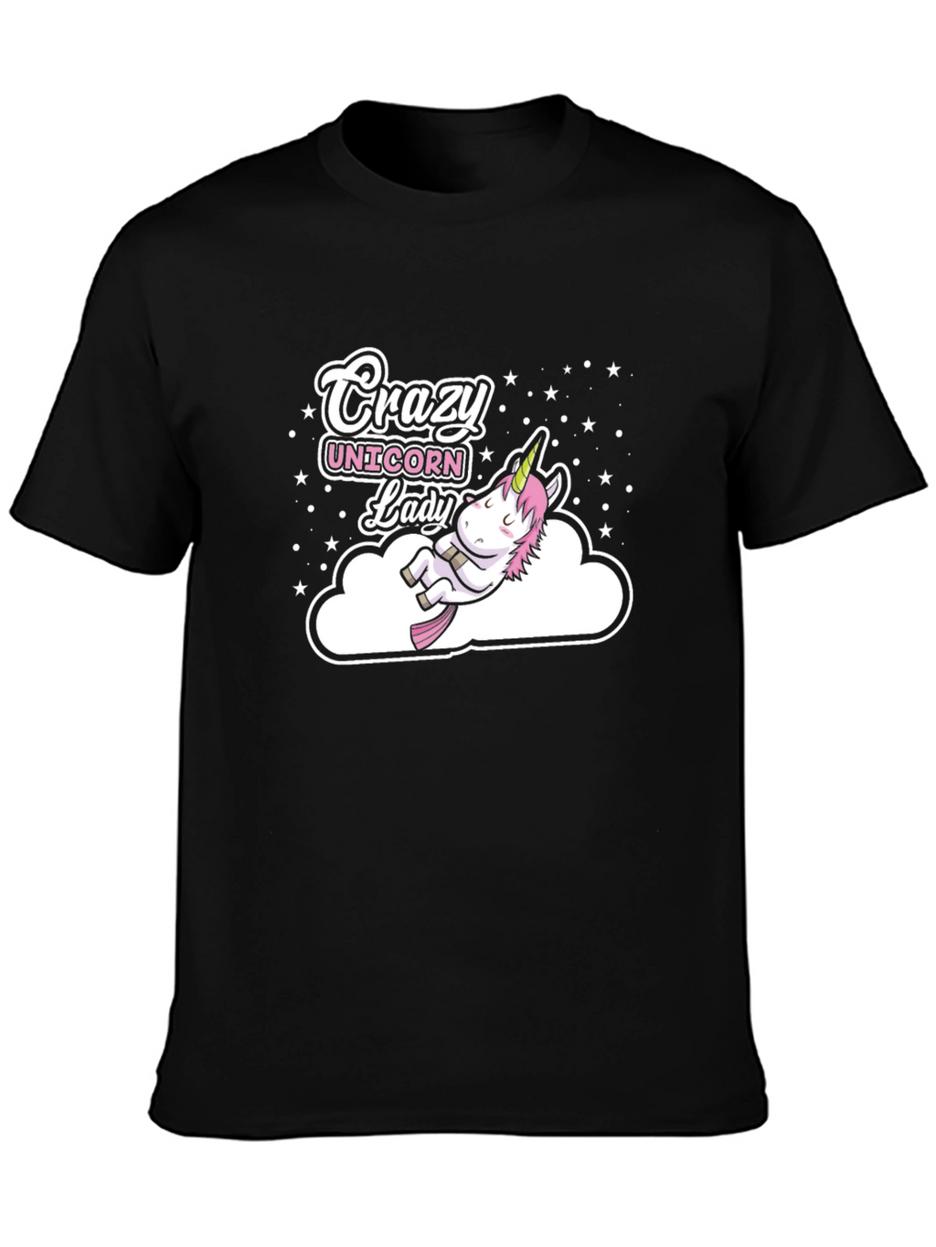 Crazy Unicorn Lady Black T-Shirt